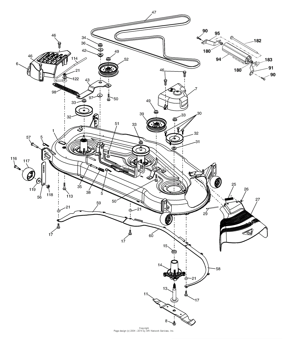 Ayp  Electrolux Pdgt26h54a  2004  Parts Diagram For Mower Deck