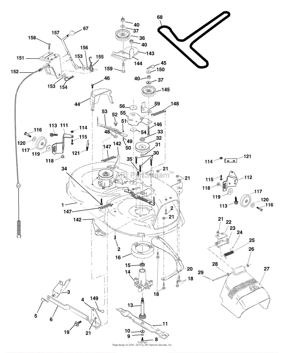 AYP/Electrolux PO14542B (2001) Parts Diagram for Mower Deck