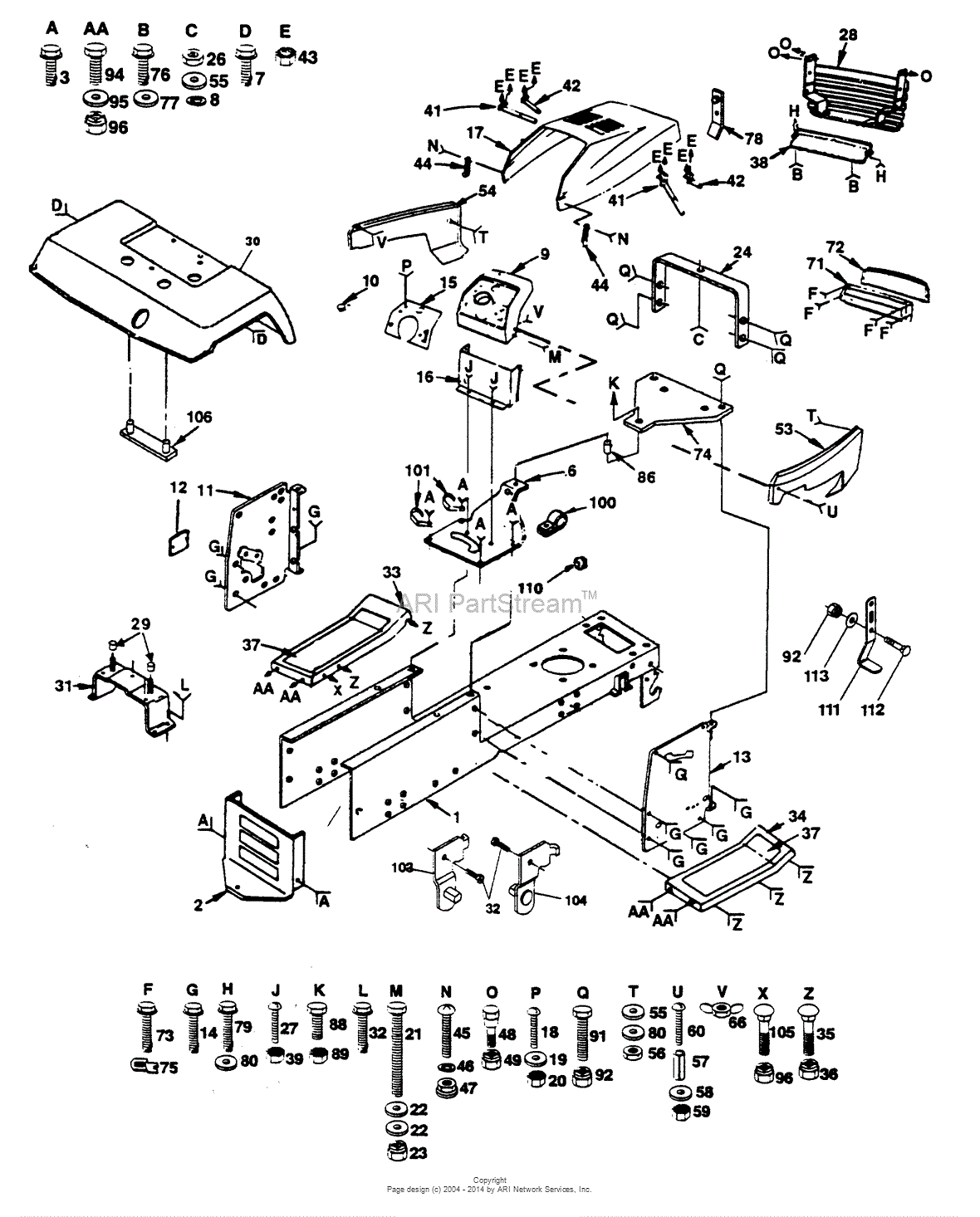 AYP/Electrolux PP1644JA (1994) Parts Diagram for CHASSIS AND ENCLOSURES