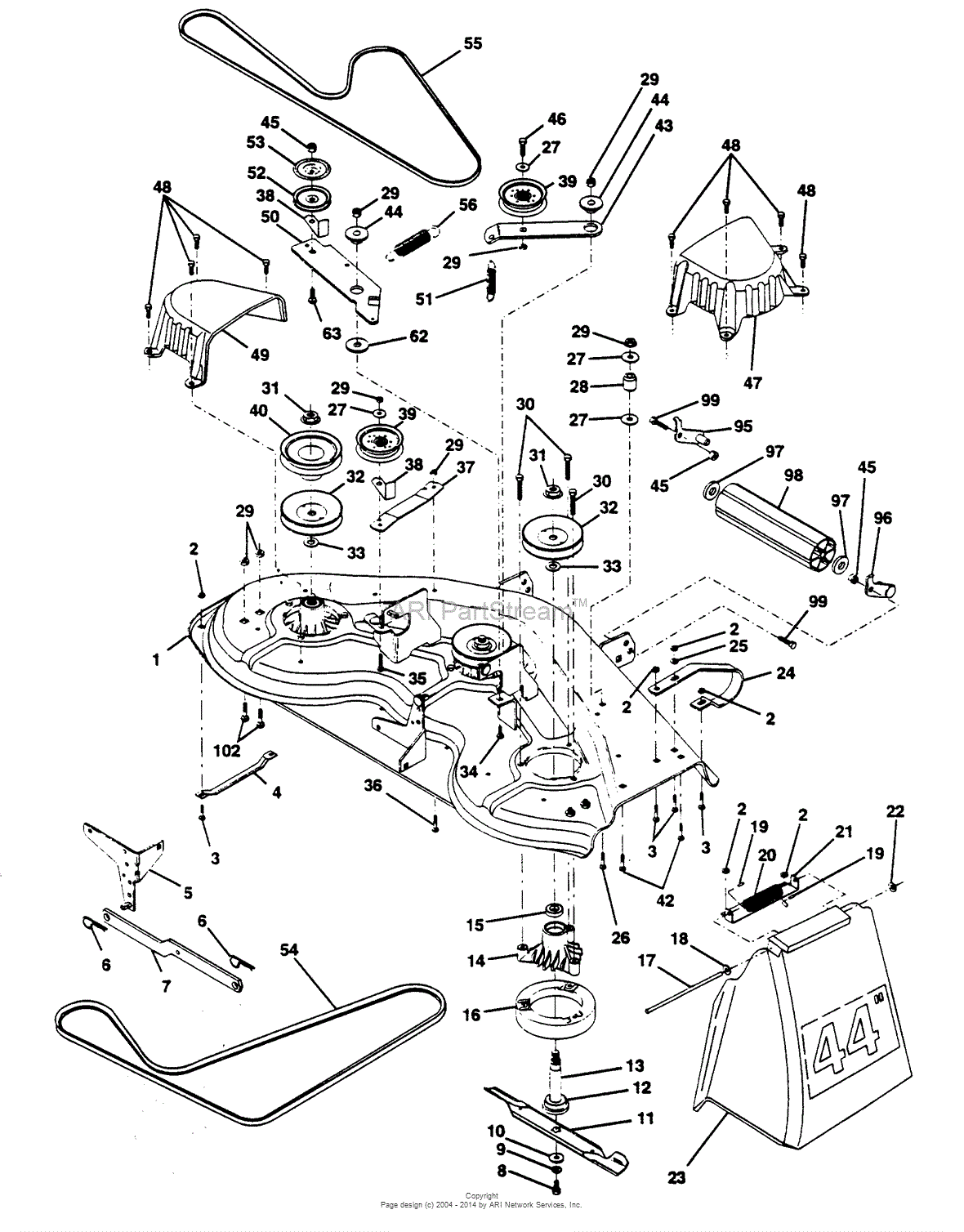 AYP/Electrolux PP1644JA (1994) Parts Diagram for MOWER 44