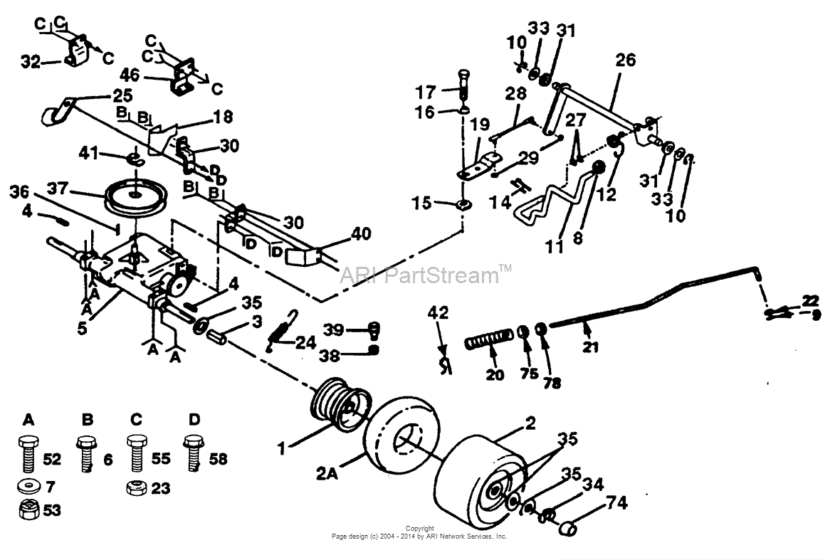 AYP/Electrolux PP1844 (1991) Parts Diagram for TRANSAXLE AND REAR WHEEL
