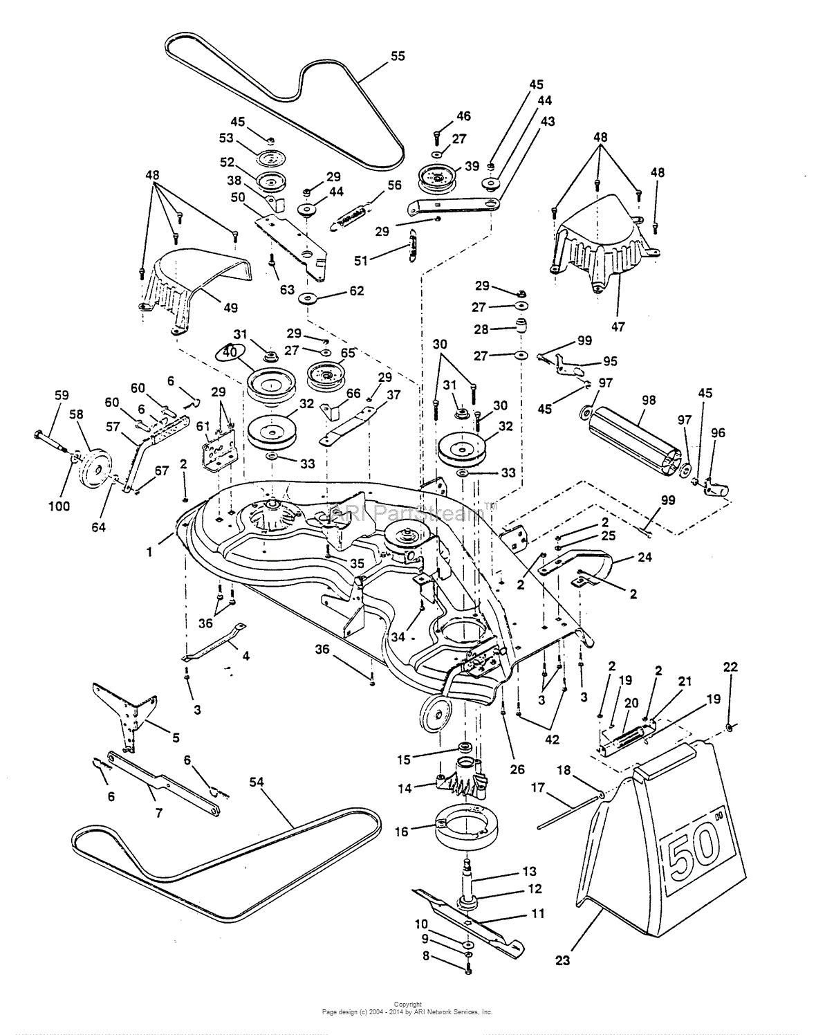 AYP/Electrolux PP20H50JA (1994) Parts Diagram for MOWER DECK