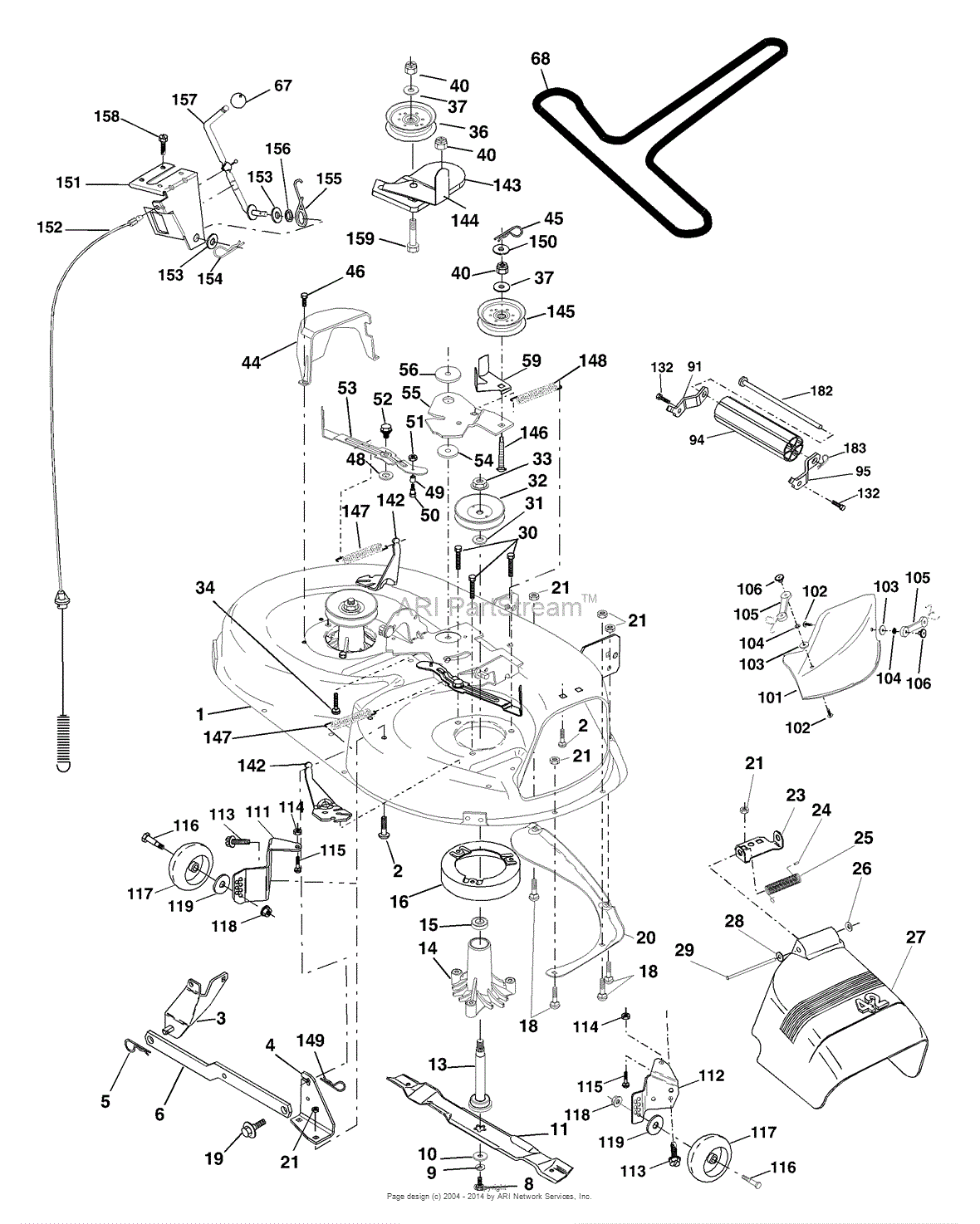 AYP/Electrolux PPR2042STB (2002) Parts Diagram for Mower Deck