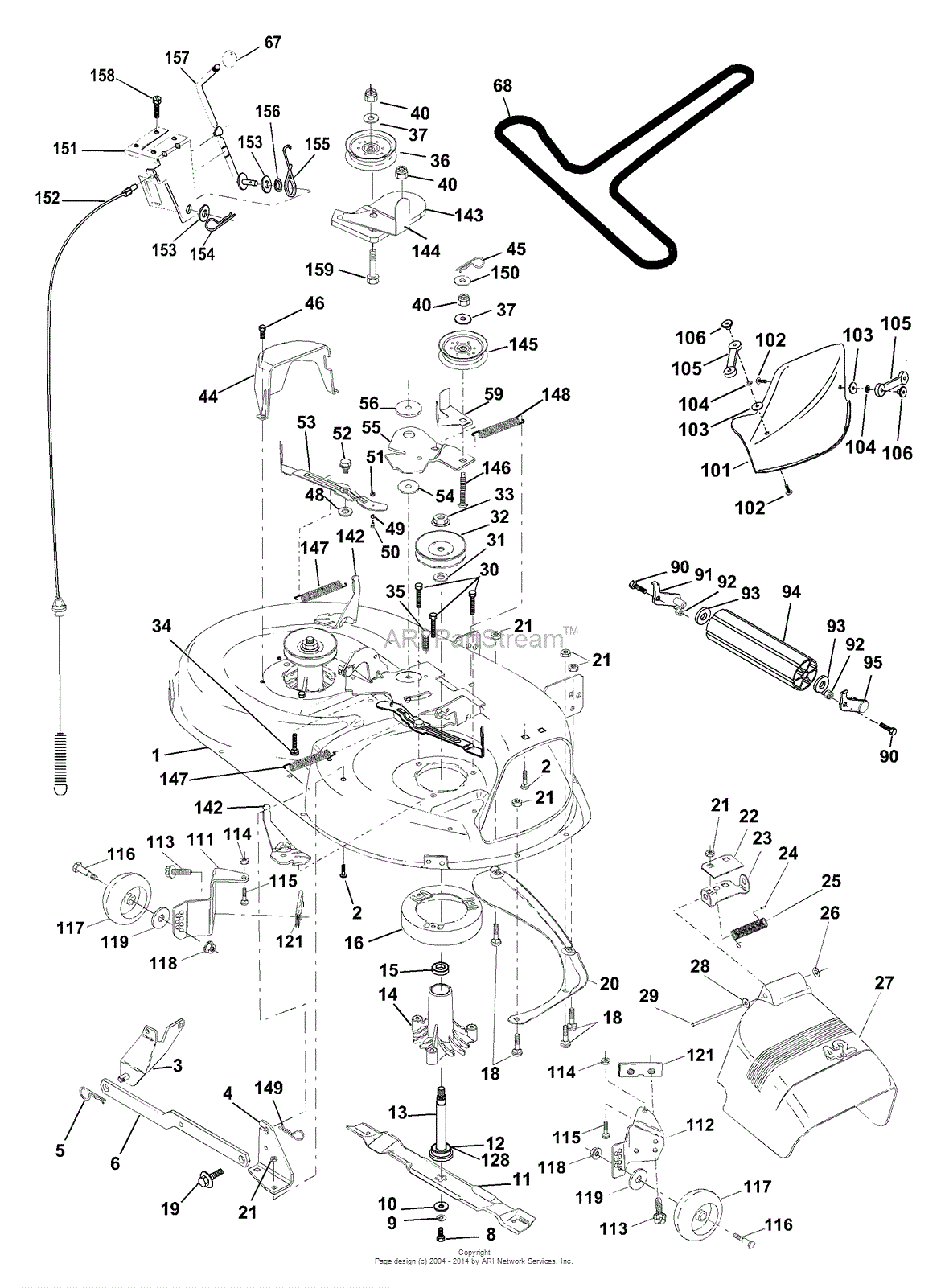 AYP/Electrolux PR1742STA (2000) Parts Diagram for Mower Deck