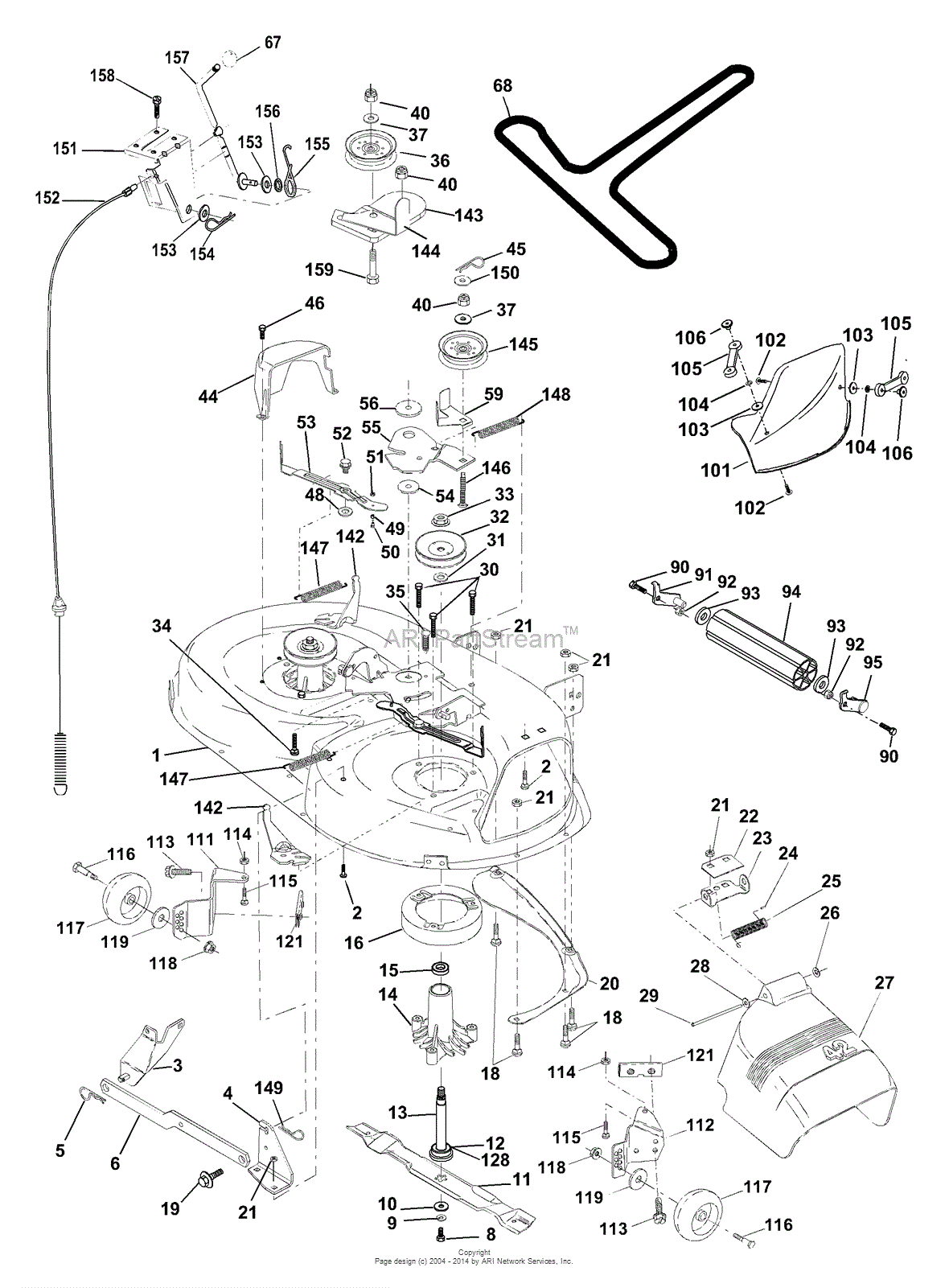 AYP/Electrolux PR18542STA (2000) Parts Diagram for Mower Deck