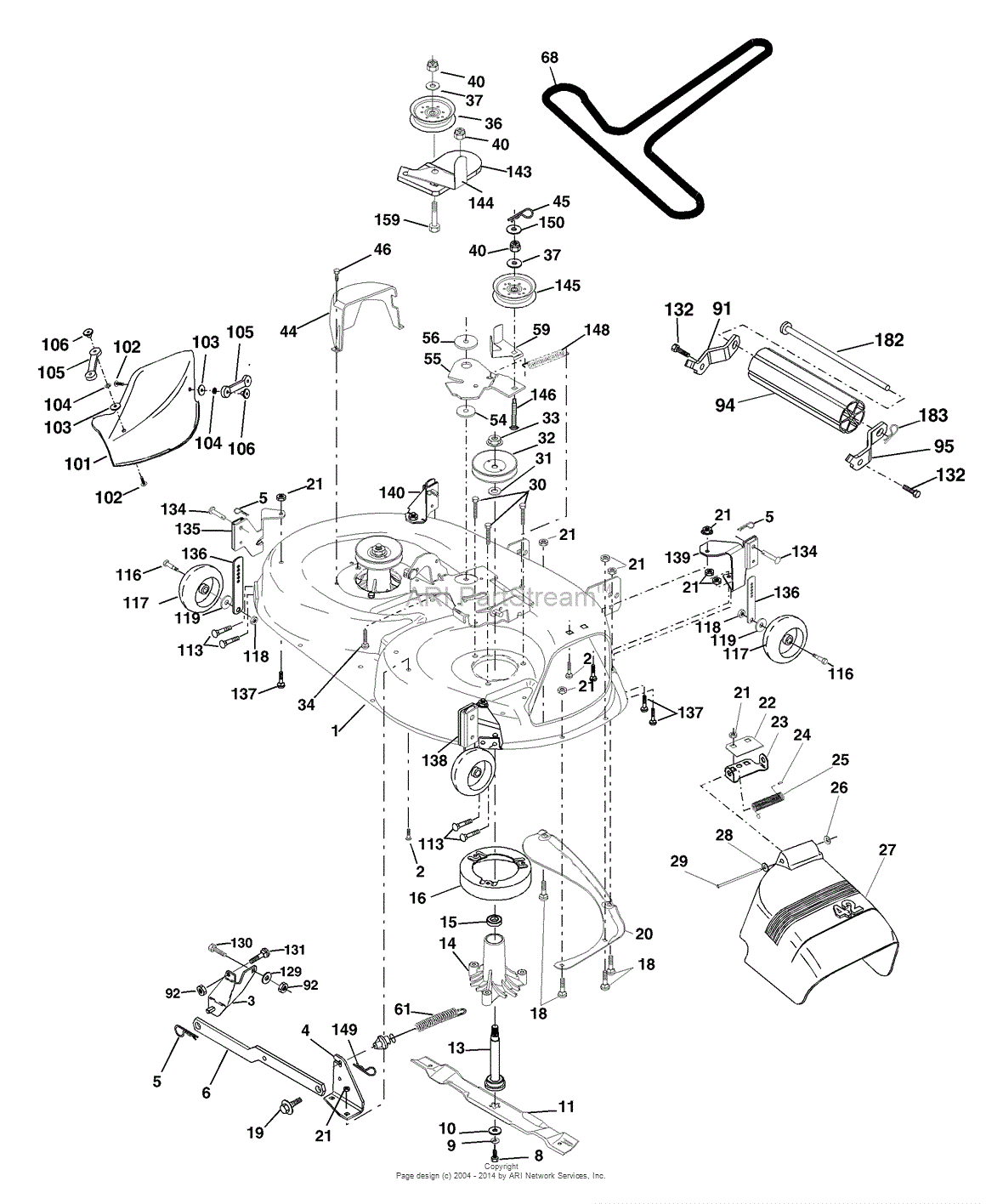 AYP/Electrolux PR20PH42STA (2002) Parts Diagram for Mower Deck