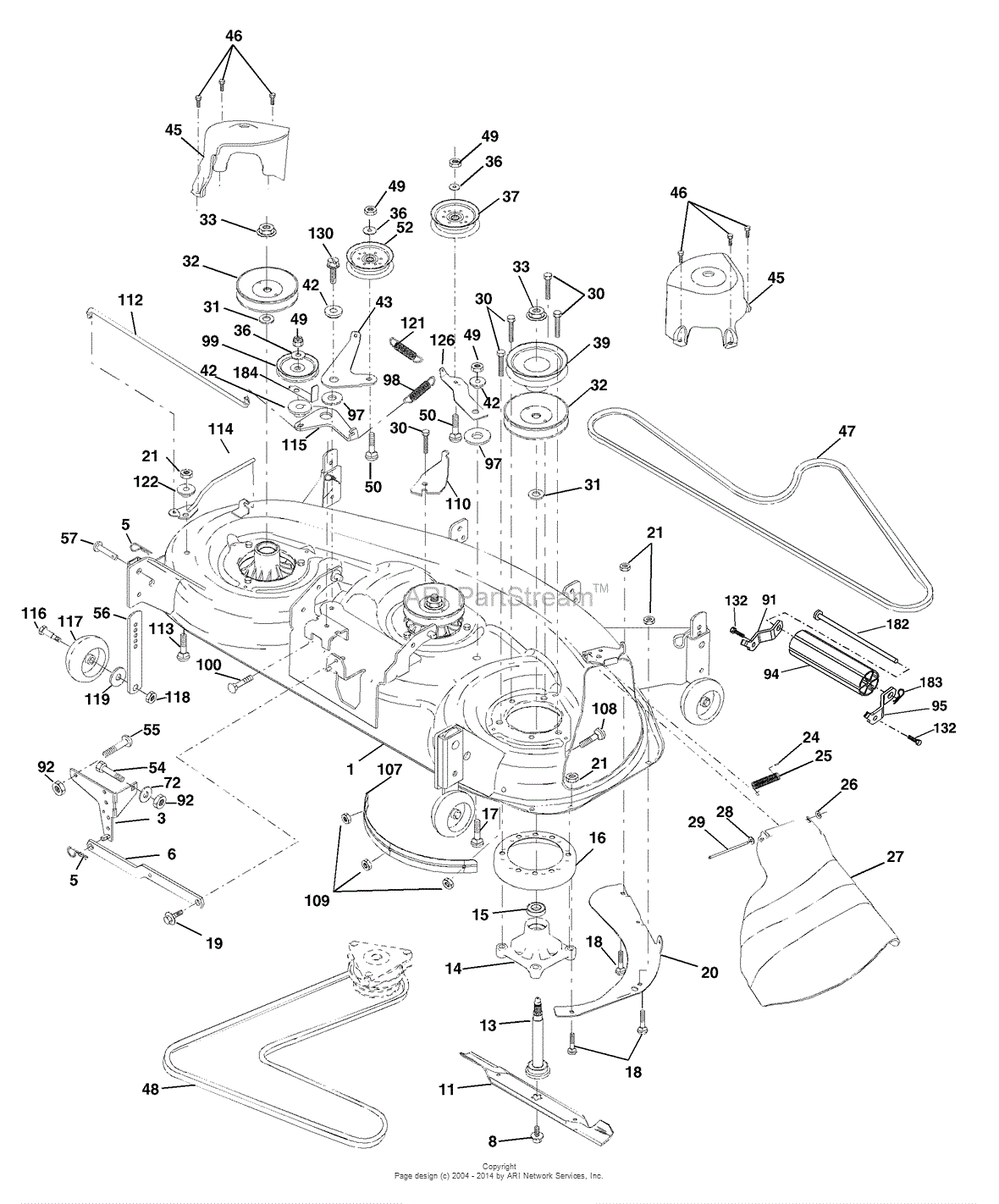 AYP/Electrolux PR25PH48STA (2002) Parts Diagram for Mower Deck