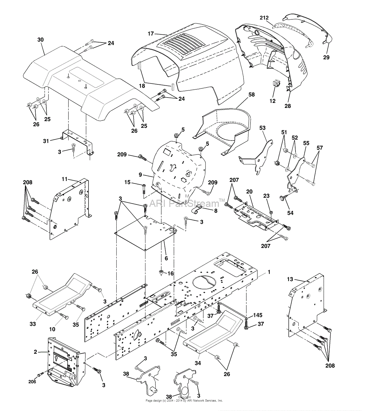 AYP/Electrolux Q14542C (2000) Parts Diagram for Chassis And Enclosures