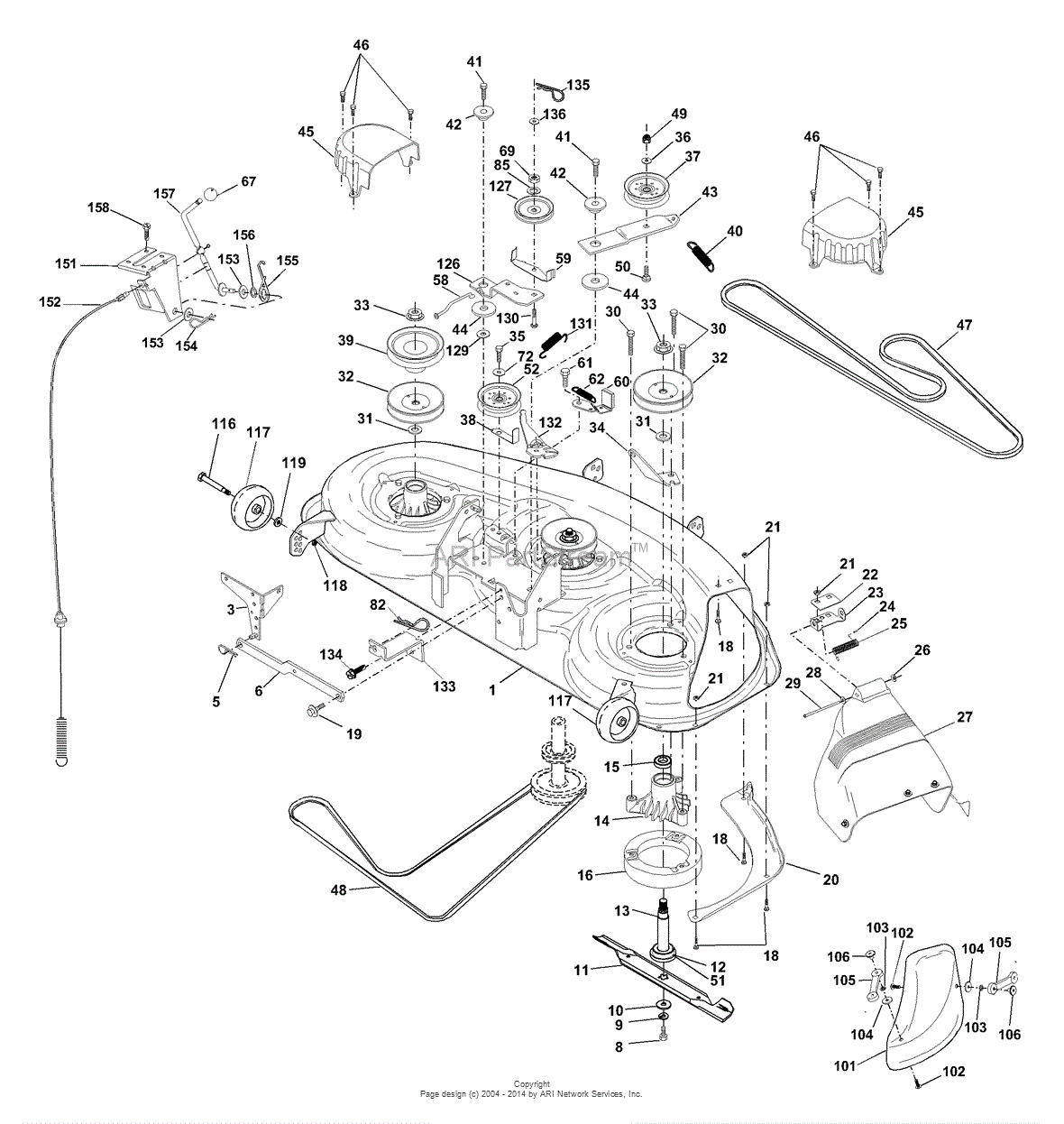 AYP/Electrolux Q185H46A (2000) Parts Diagram for Mower Deck