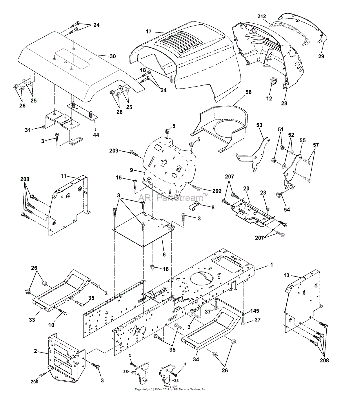 AYP/Electrolux Q185H46B (2000) Parts Diagram for Chassis And Enclosures