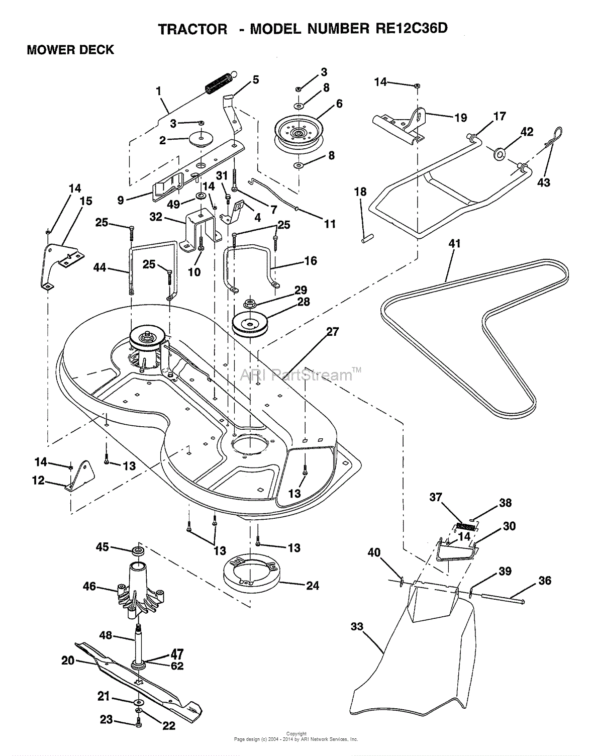 AYP/Electrolux RE12C36D (1999 & Before) Parts Diagram for MOWER DECK