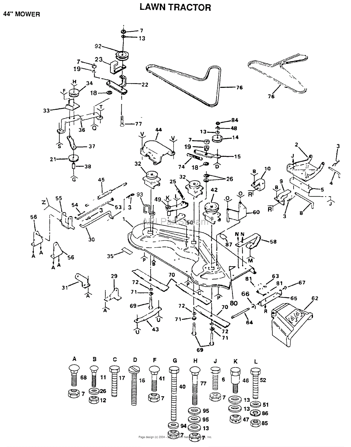 AYP/Electrolux RL1444AR (1999 & Before) Parts Diagram for MOWER DECK