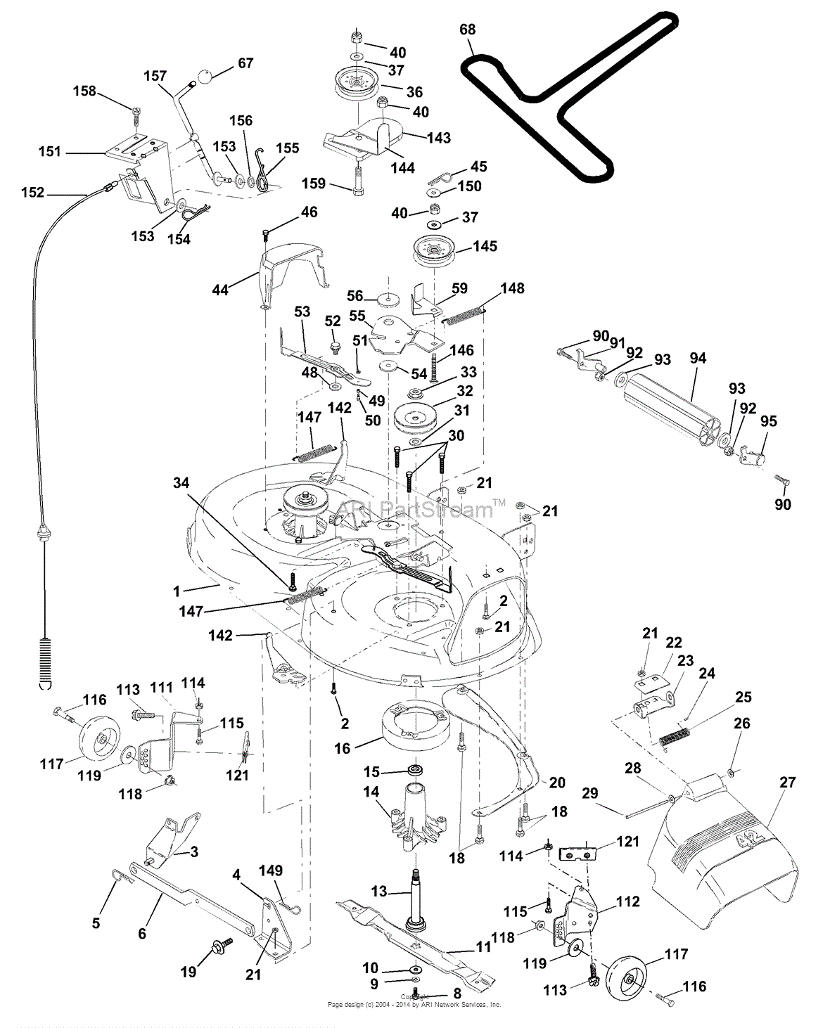 AYP/Electrolux S165H42A (2001) Parts Diagram for Mower Deck