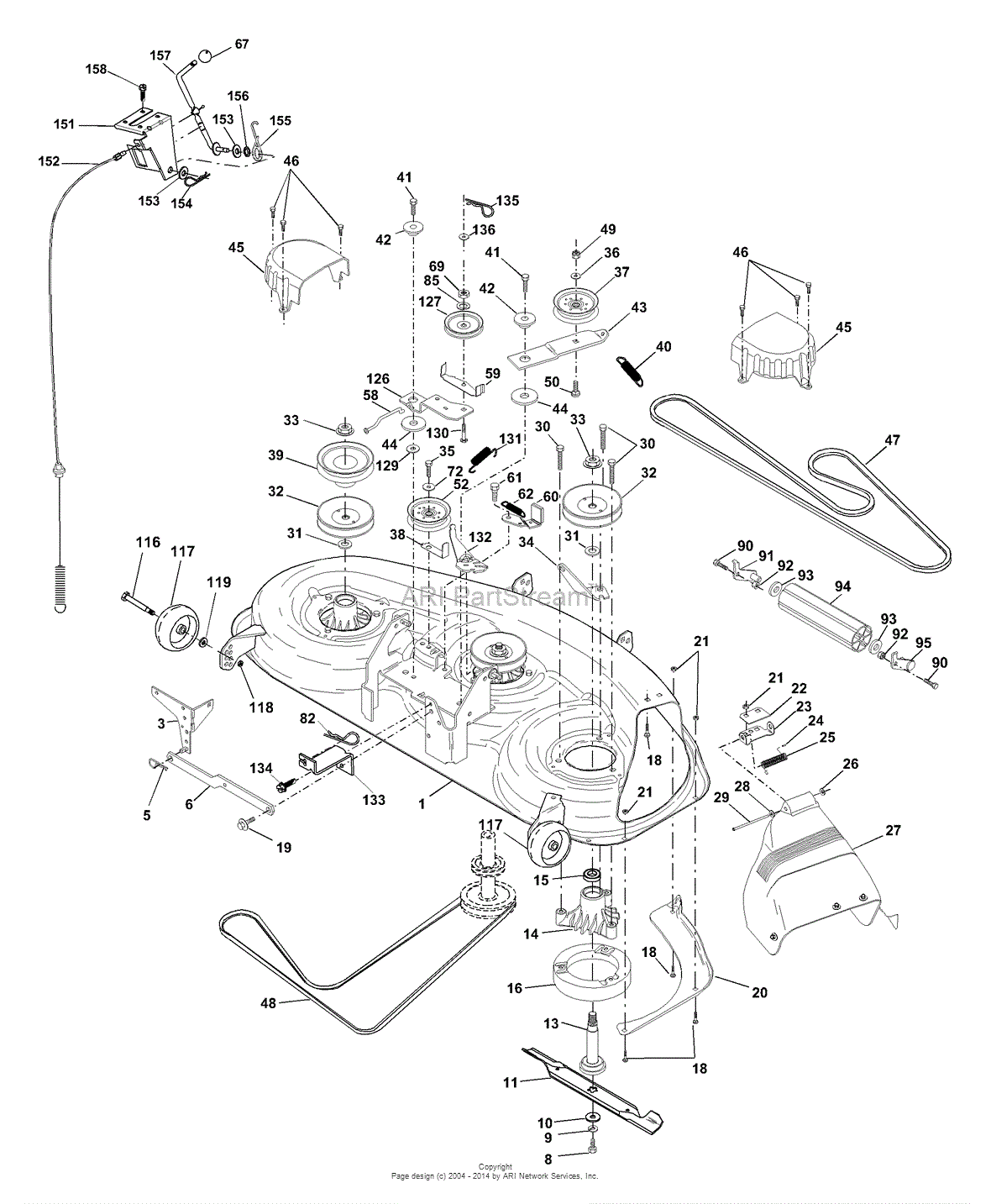 AYP/Electrolux SGT18H46A (2001) Parts Diagram for Mower Deck