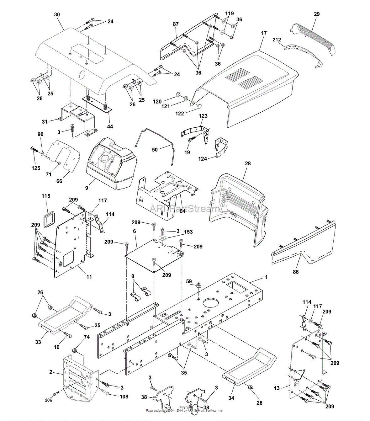 AYP/Electrolux SGT18H46B (2001) Parts Diagram for Chassis