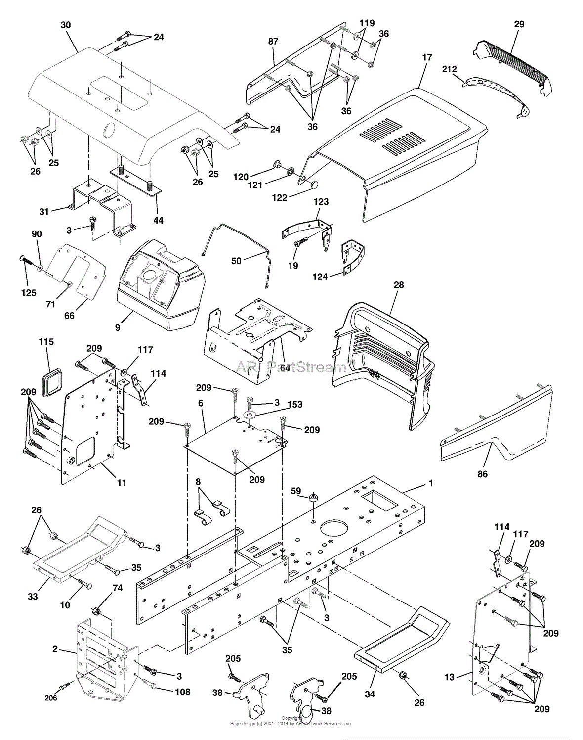 AYP/Electrolux SGT18H46C (2001) Parts Diagram for Chassis