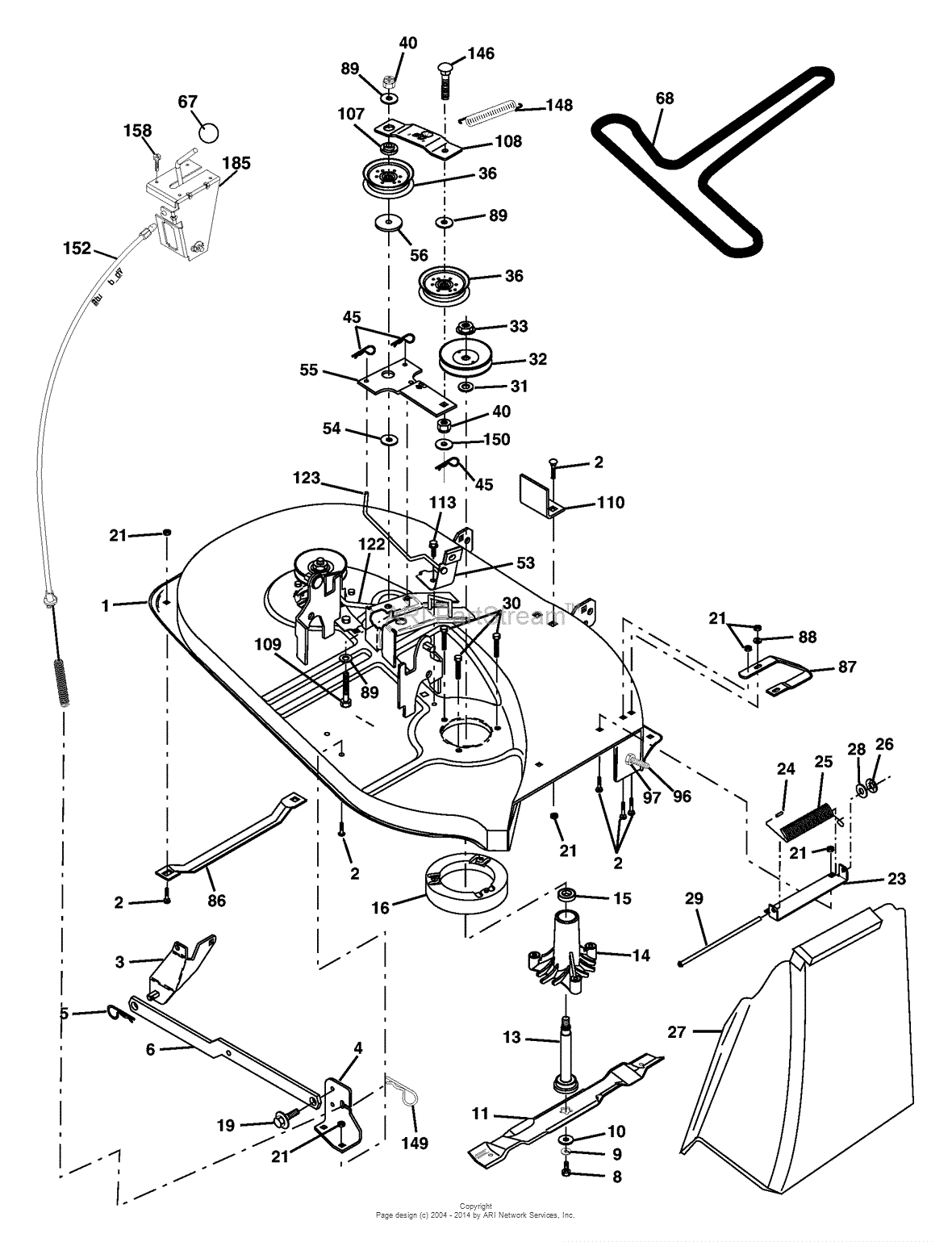 AYP/Electrolux SO15538LT/96012002100 (2005) Parts Diagram for Mower Deck