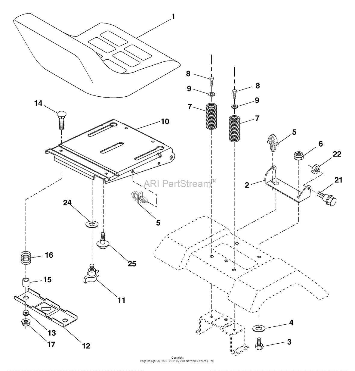 AYP/Electrolux SP25PH48STB (2004) Parts Diagram for Seat