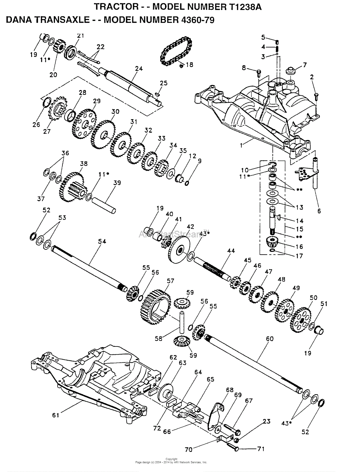 AYP/Electrolux T1238A (1996) Parts Diagram for TRANSAXLE