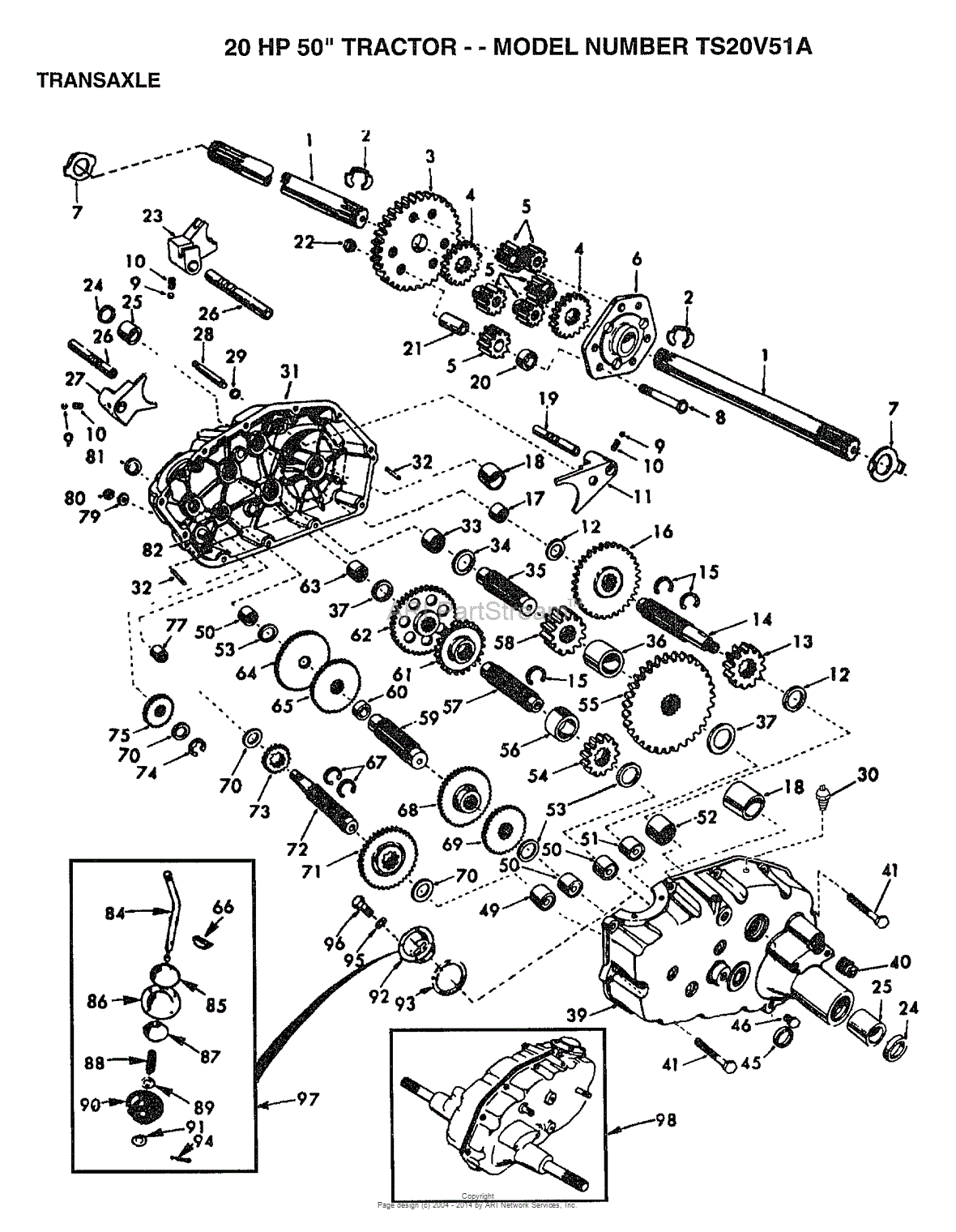 AYP/Electrolux TS20V51A (1994) Parts Diagram for TRANSAXLE/20 HP 50