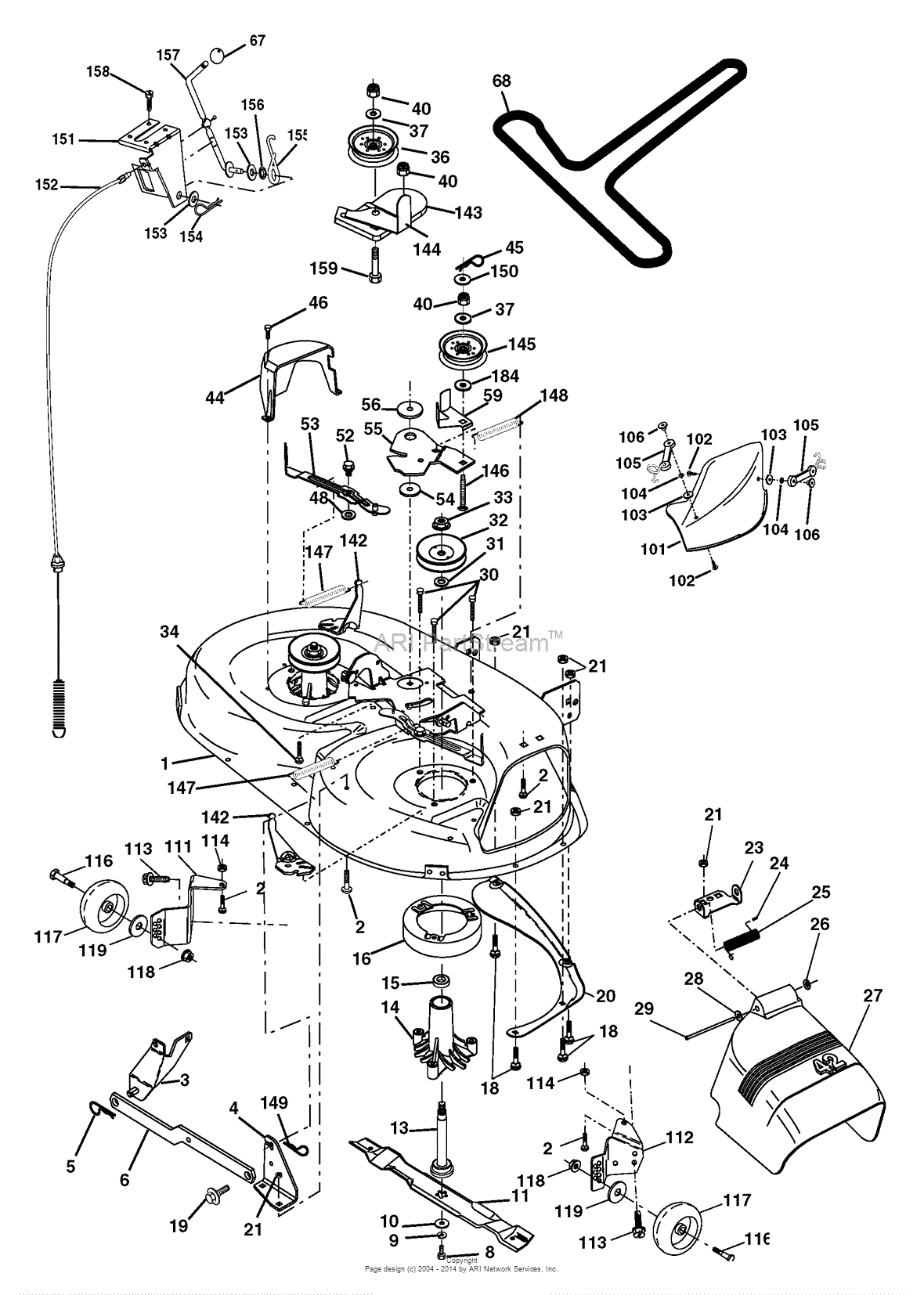 AYP/Electrolux WA1742STA (2003) Parts Diagram for Mower Deck