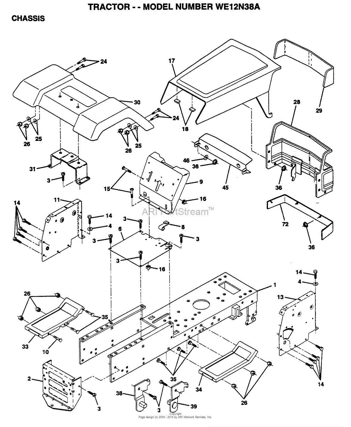 AYP/Electrolux WE12N38A (1999 & Before) Parts Diagram for CHASSIS