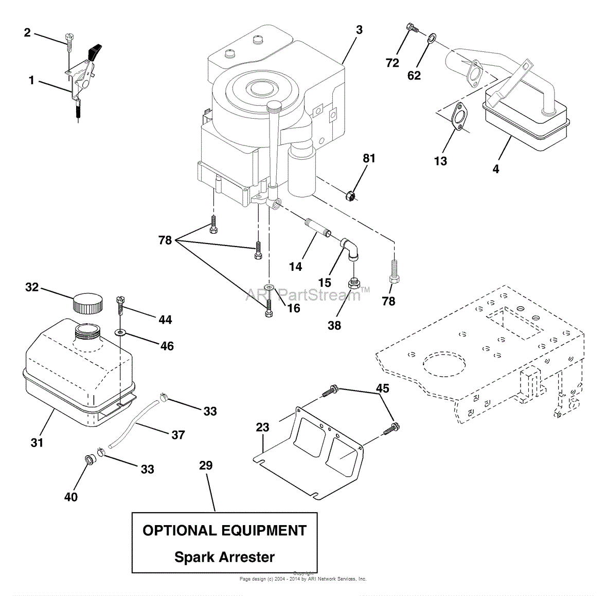 AYP/Electrolux WE1538A (2002) Parts Diagram for Engine