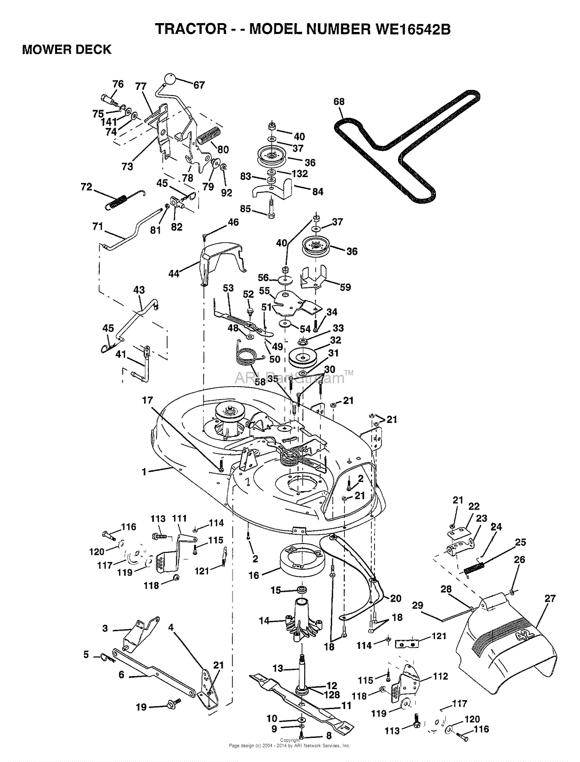 AYP/Electrolux WE16542B (1999) Parts Diagram for MOWER DECK