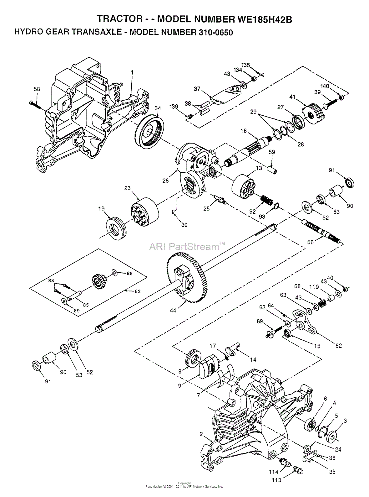 AYP/Electrolux WE185H42B (1997) Parts Diagram for HYDRO GEAR TRANSAXLE ...