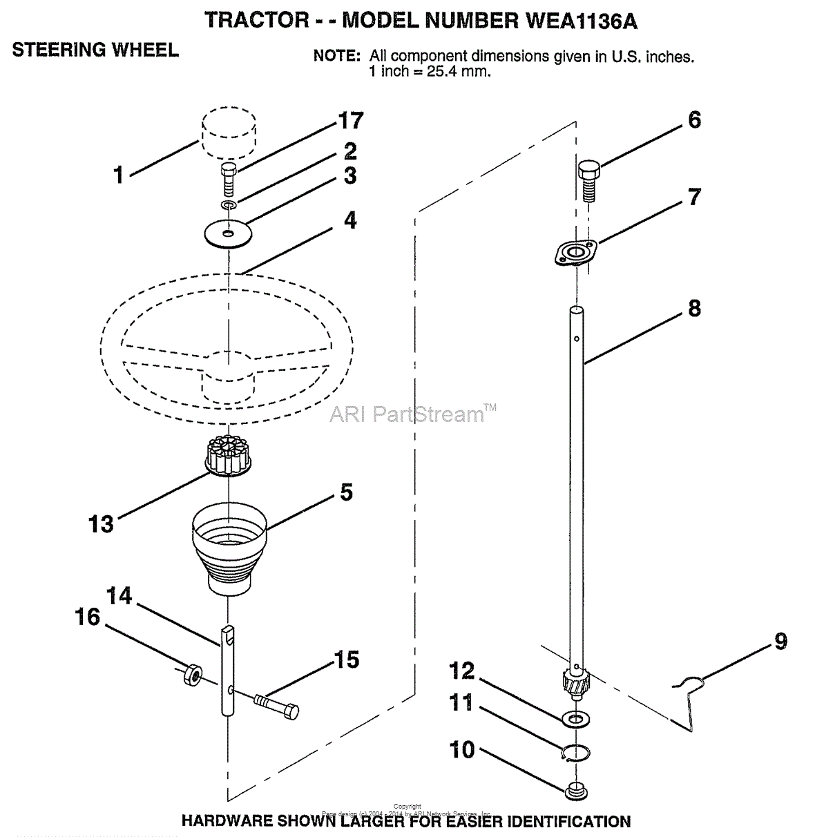 AYP/Electrolux WEA1136A (1999 & Before) Parts Diagram for STEERING WHEEL