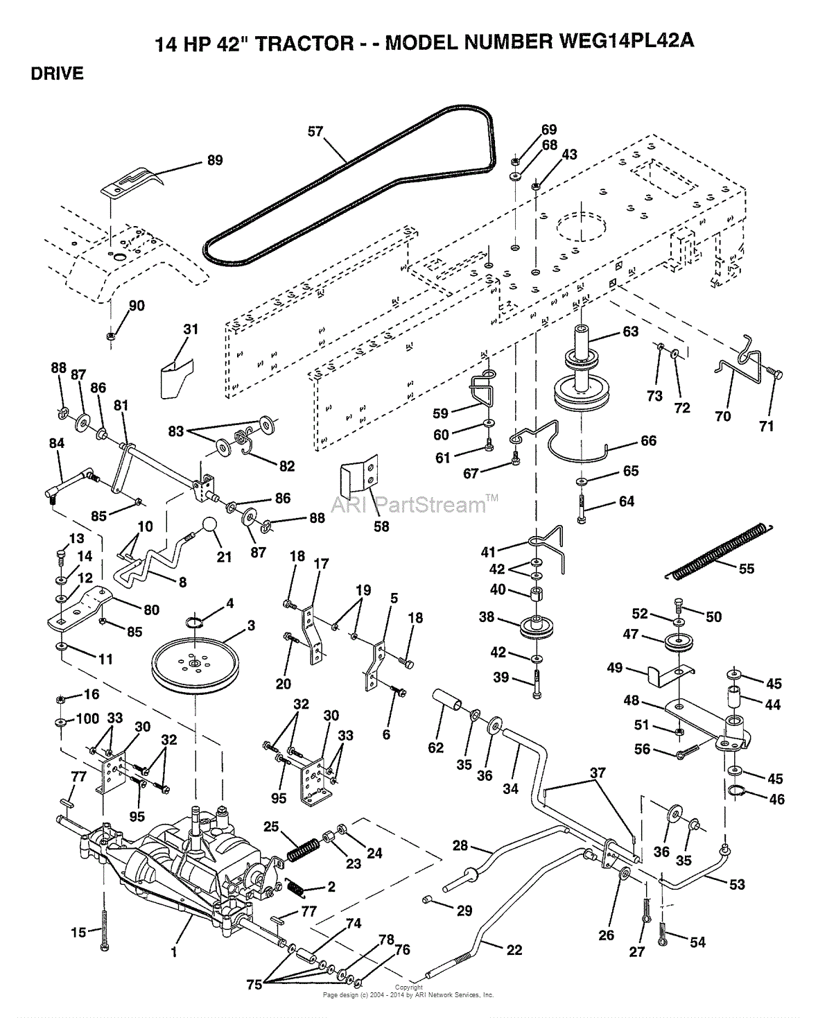 AYP/Electrolux WEG14PL42A (1994) Parts Diagram for 14HP 42