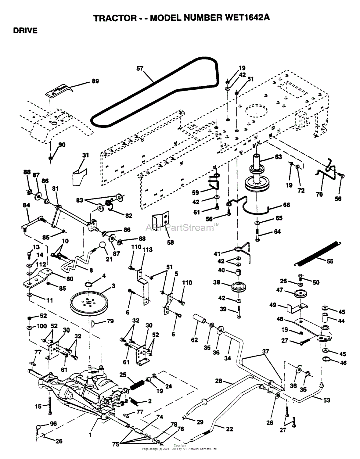 AYP/Electrolux WET1642A (1995) Parts Diagram for DRIVE