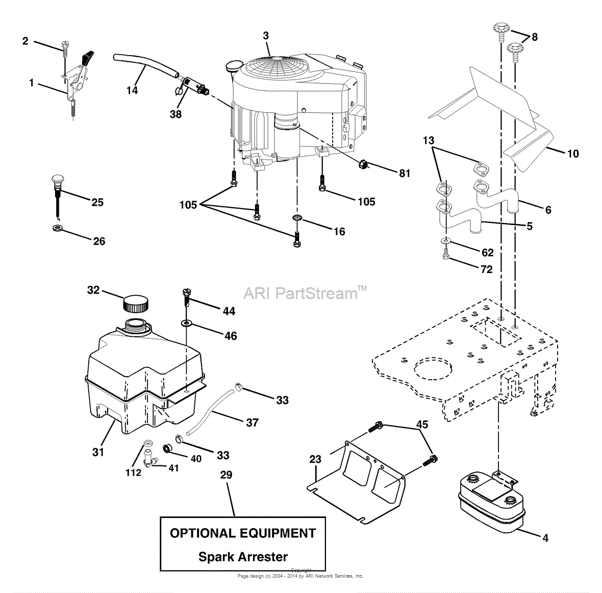 AYP/Electrolux WET2242STC (2003) Parts Diagram for Engine