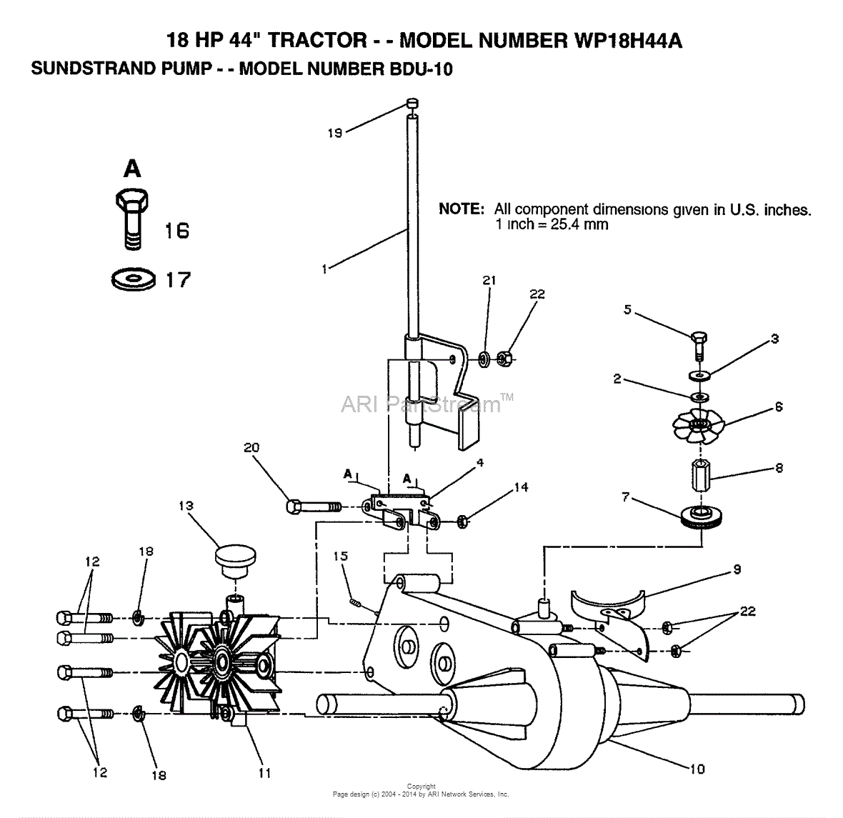 AYP/Electrolux WP18H44A (1992) Parts Diagram for SUNDSTRAND PUMP