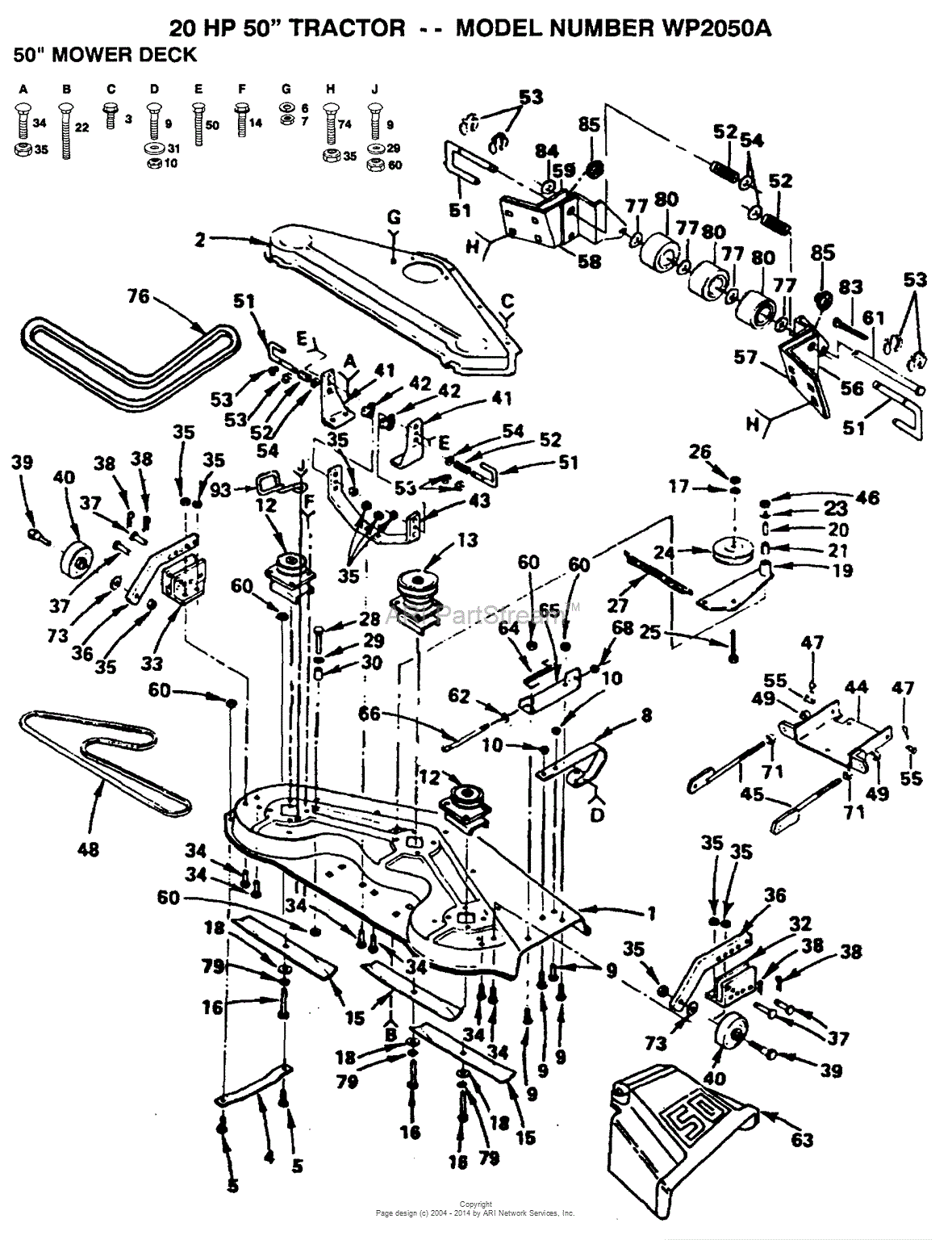 AYP/Electrolux WP2050A (1992) Parts Diagram for MOWER DECK