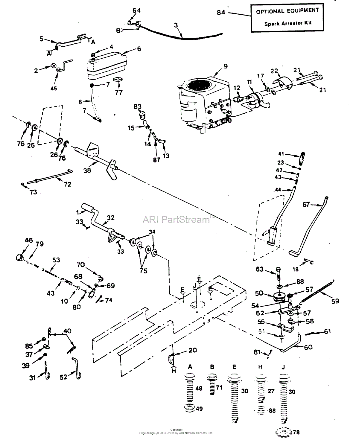 AYP/Electrolux XC1122B (1991) Parts Diagram for POWER AND MECHANICAL ...