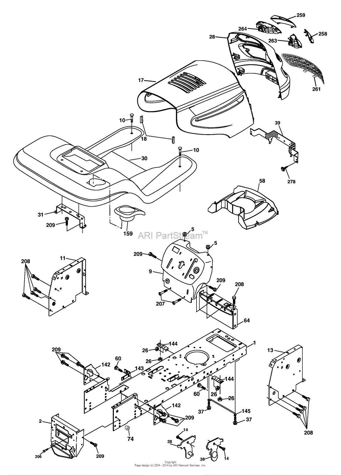 AYP/Electrolux XT24H42LT/96012004200 (2005) Parts Diagram for Chassis