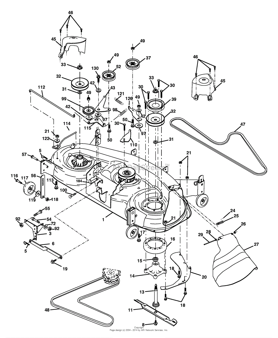 AYP/Electrolux XT24H48YT/96012003901 (2005) Parts Diagram for Mower Deck