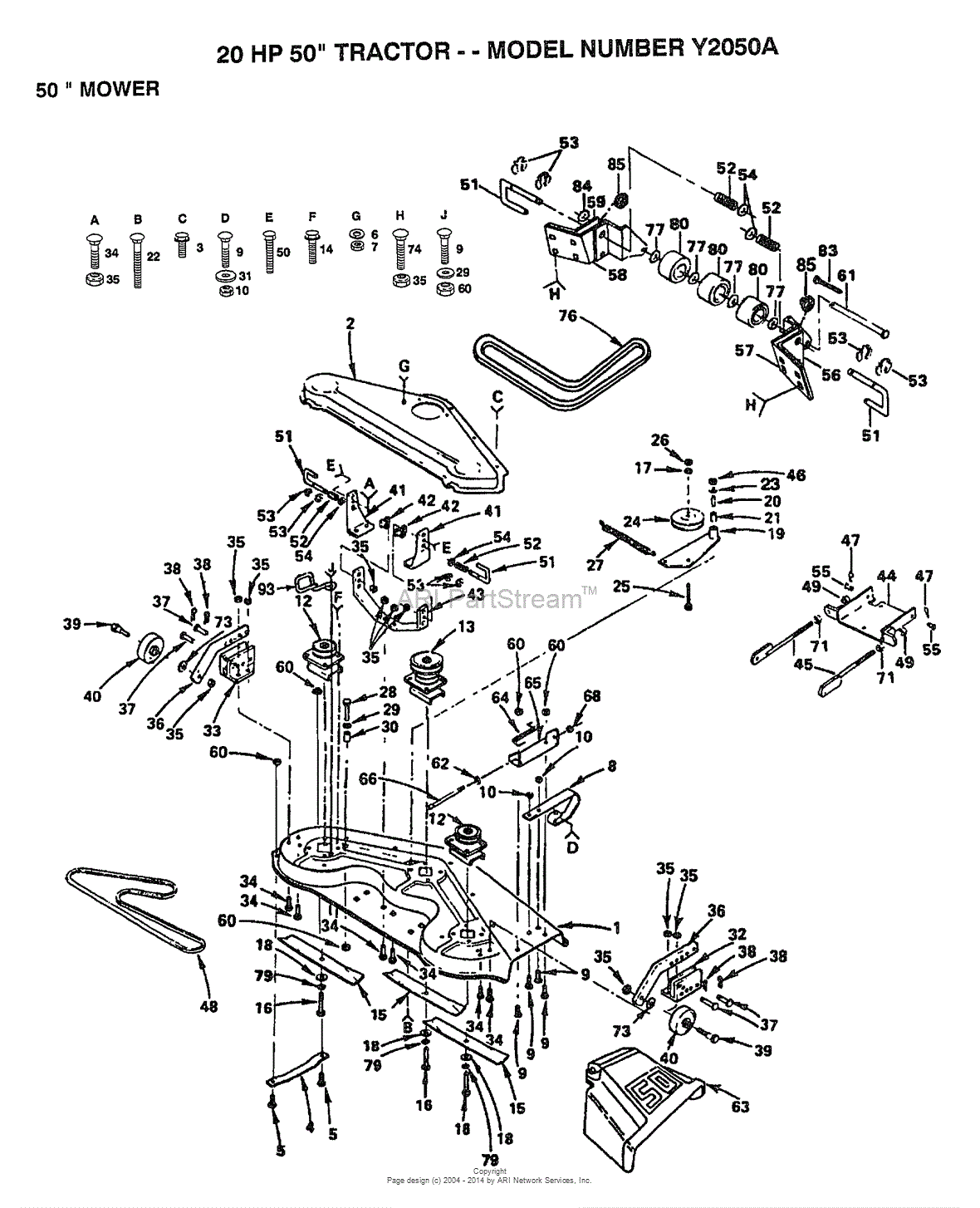 AYP/Electrolux Y2050A (1992) Parts Diagram for 20HP 50