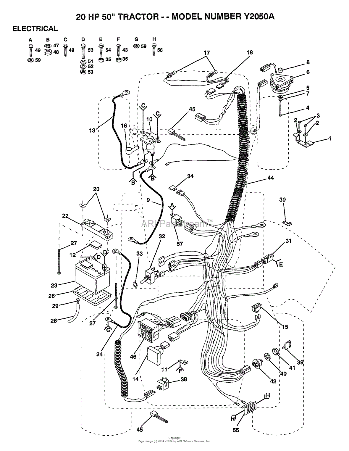 AYP/Electrolux Y2050A (1992) Parts Diagram for 20HP 50