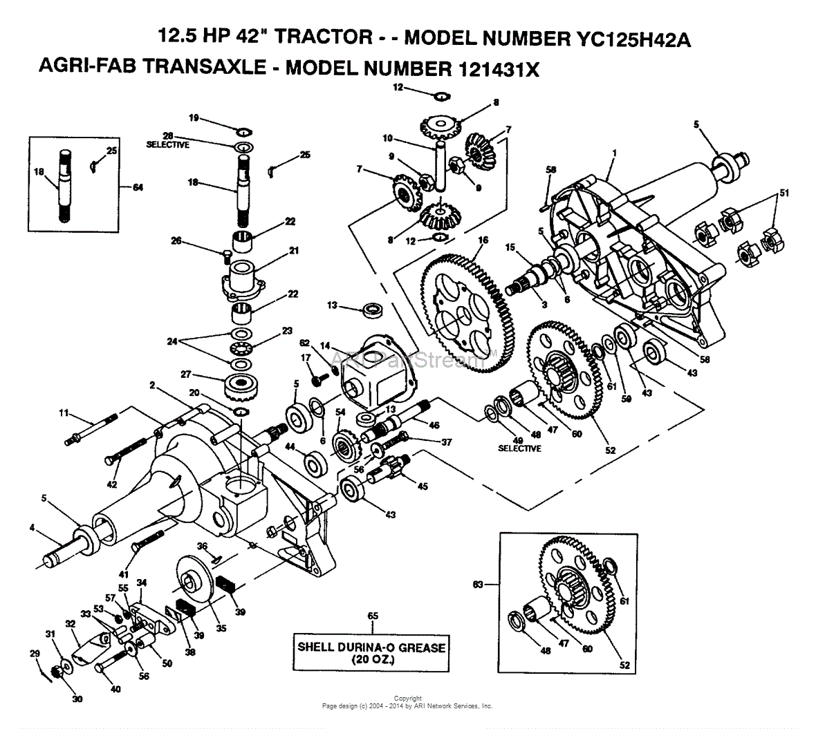 AYP/Electrolux YC125H42A (1993) Parts Diagram for AGRI-FAB TRANSAXLE