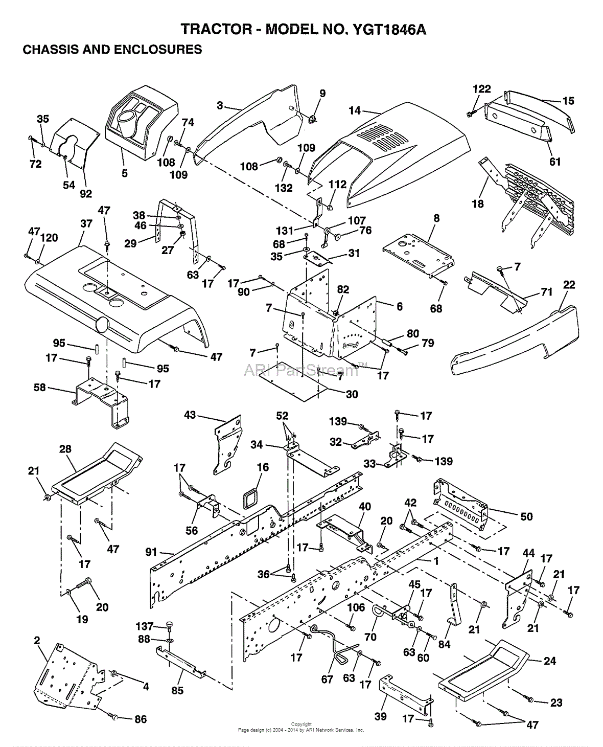 AYP/Electrolux YGT1846A (1998) Parts Diagram for CHASSIS AND ENCLOSURES