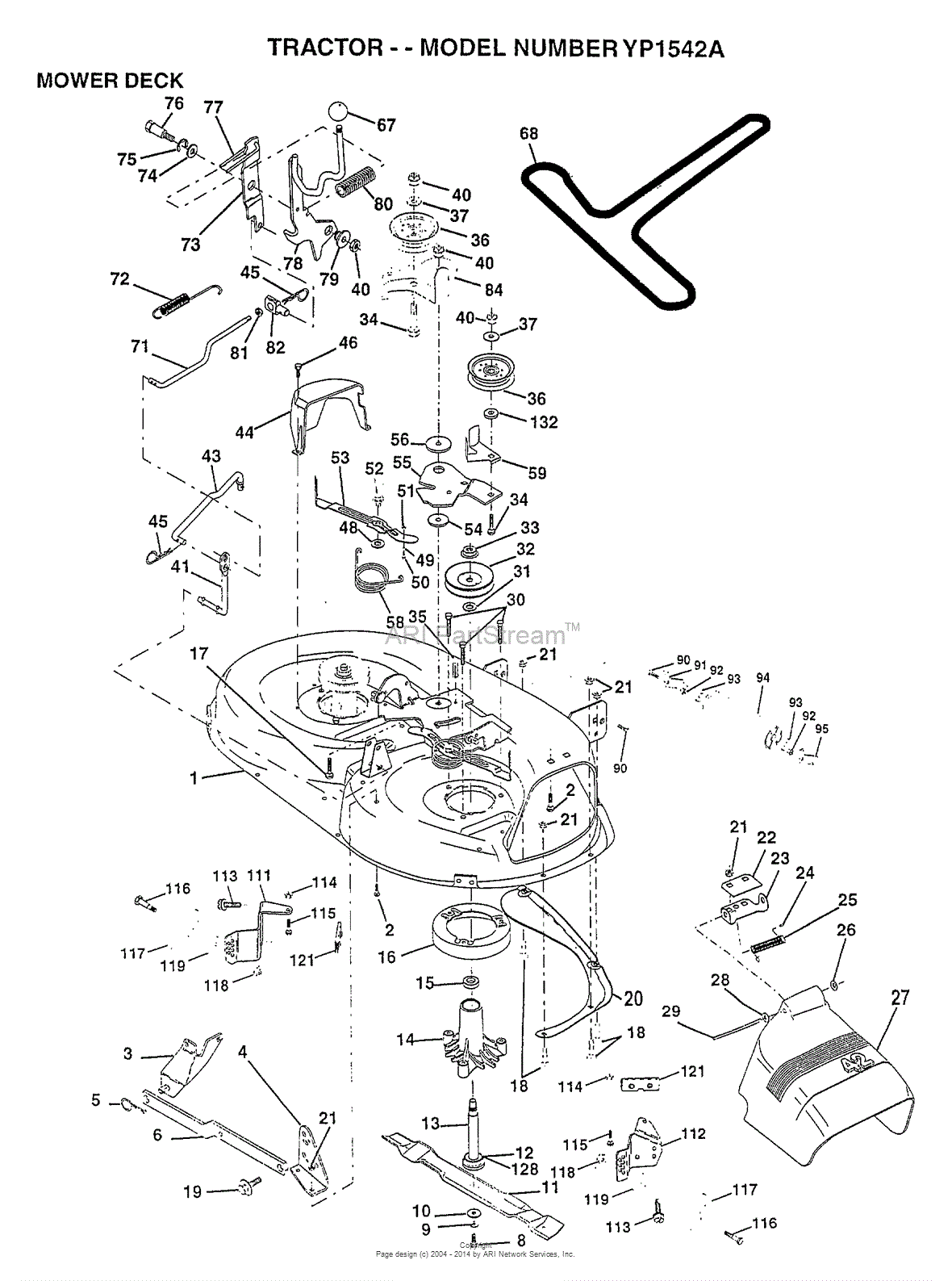 AYP/Electrolux YP1542A (1997) Parts Diagram for MOWER DECK