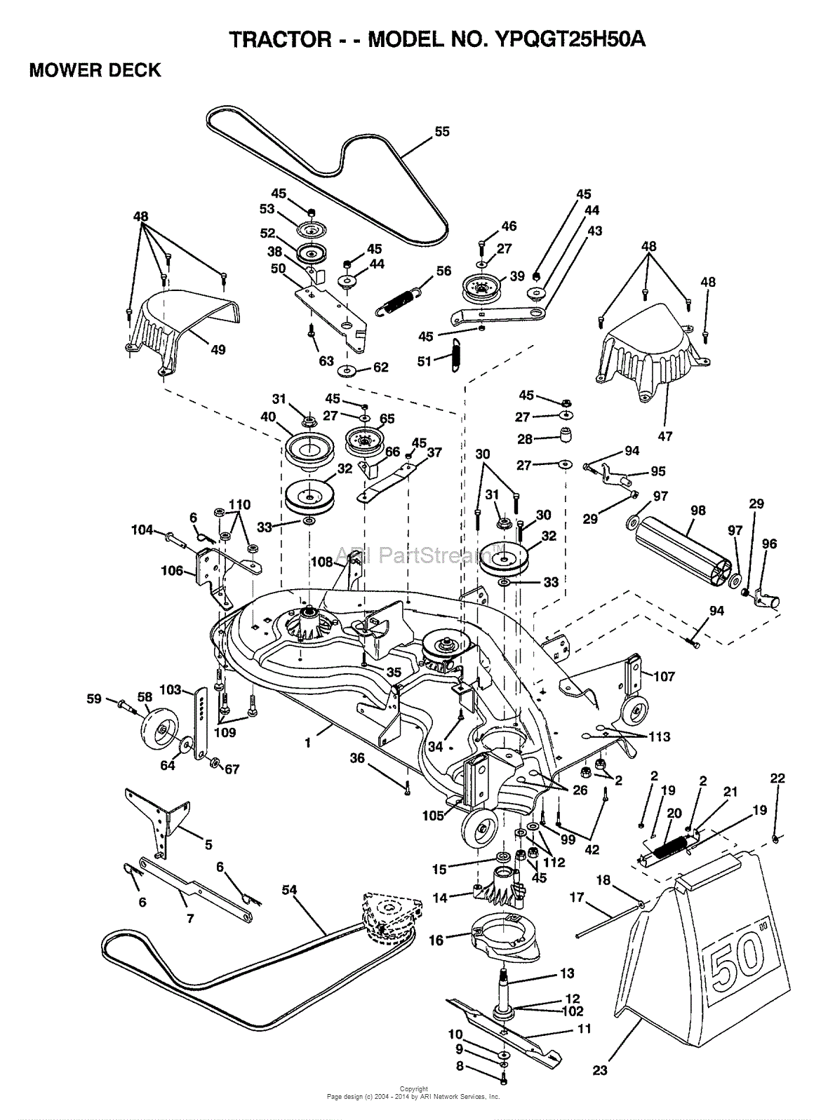 Craftsman 50 inch mower deck belt diagram