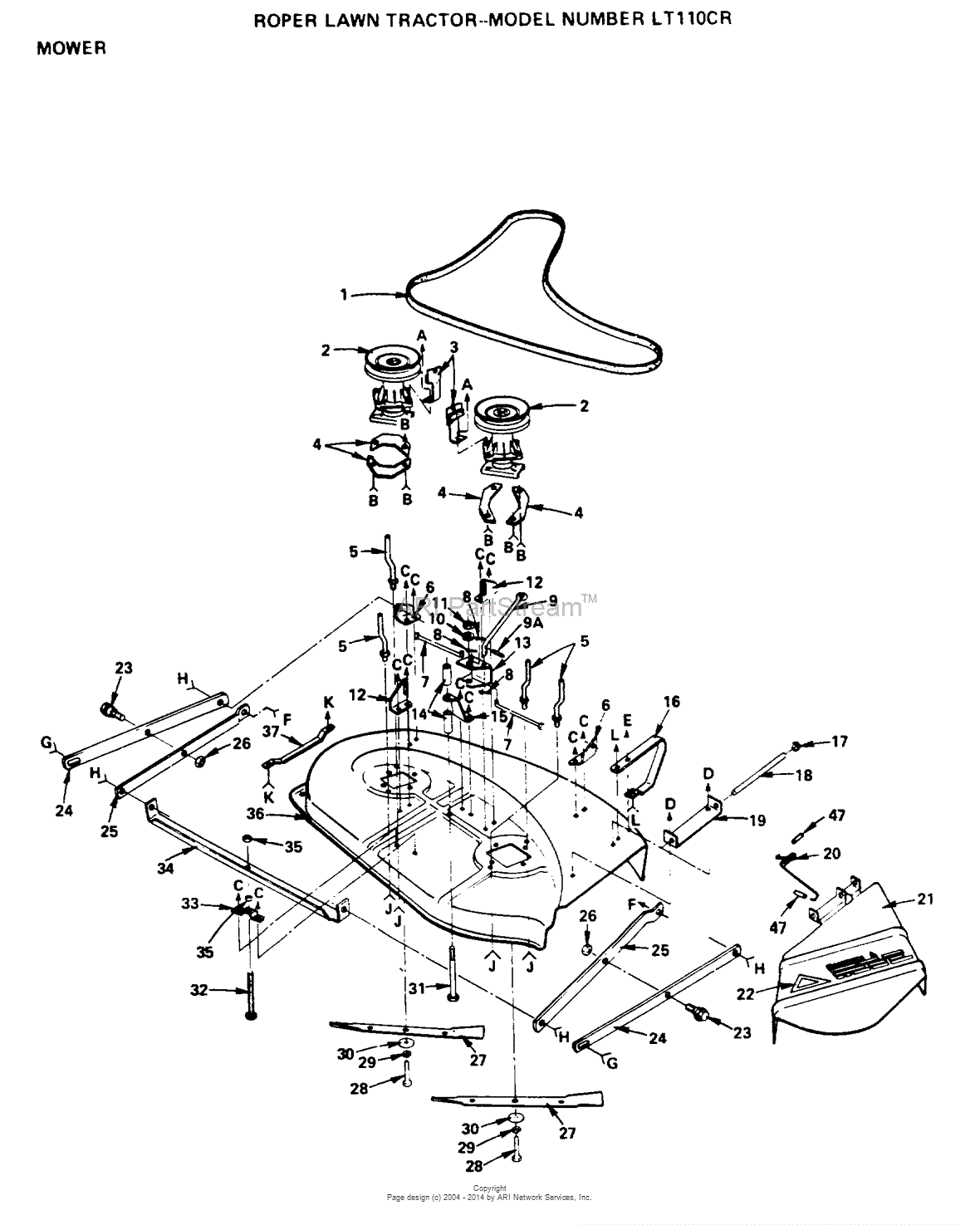 AYP/Electrolux YTH160AT (1999 & Before) Parts Diagram for MOWER DECK ...