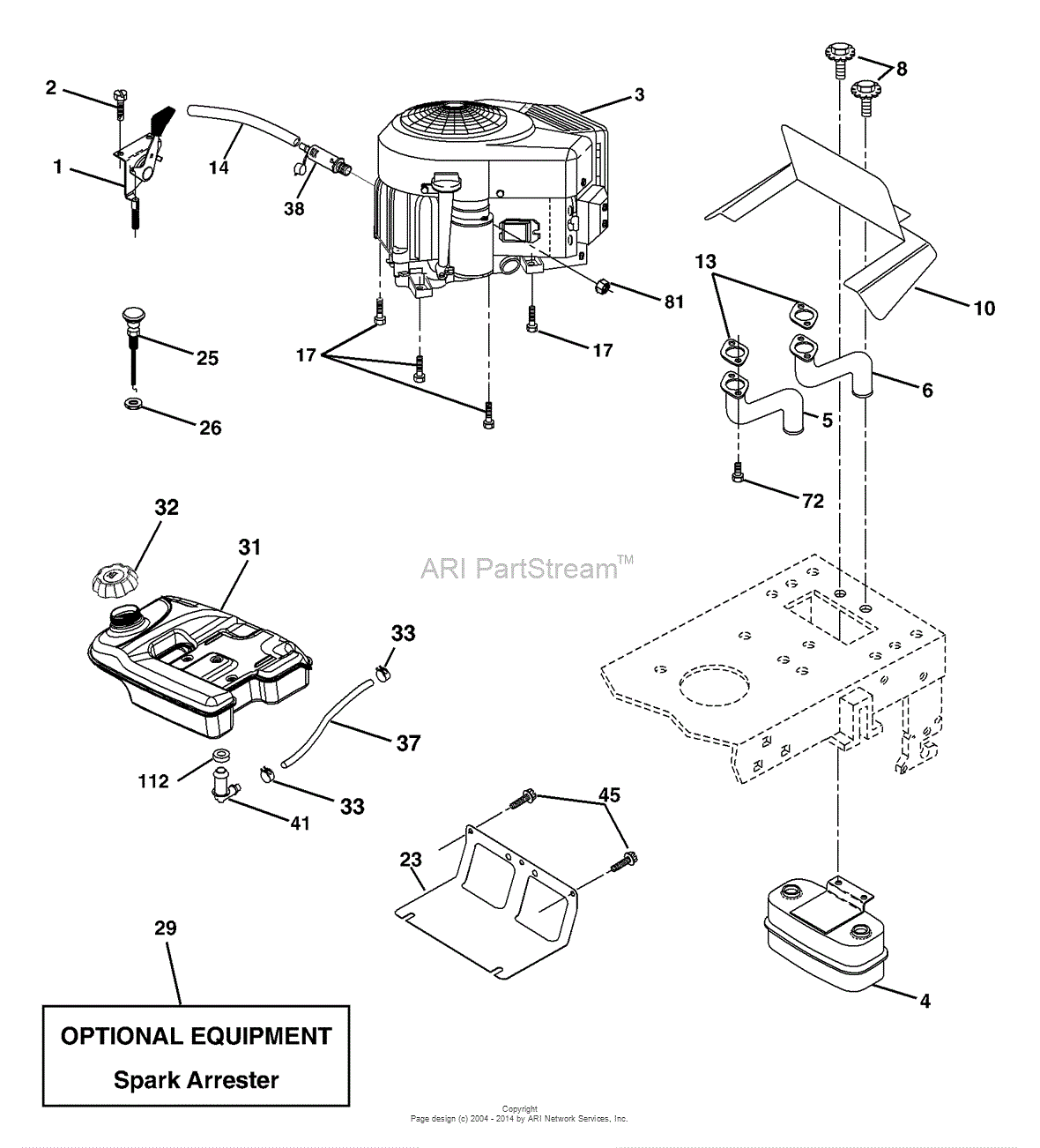 AYP/Electrolux YTH2148 (LO21H48A)/954572035 (2004) Parts Diagram for Engine