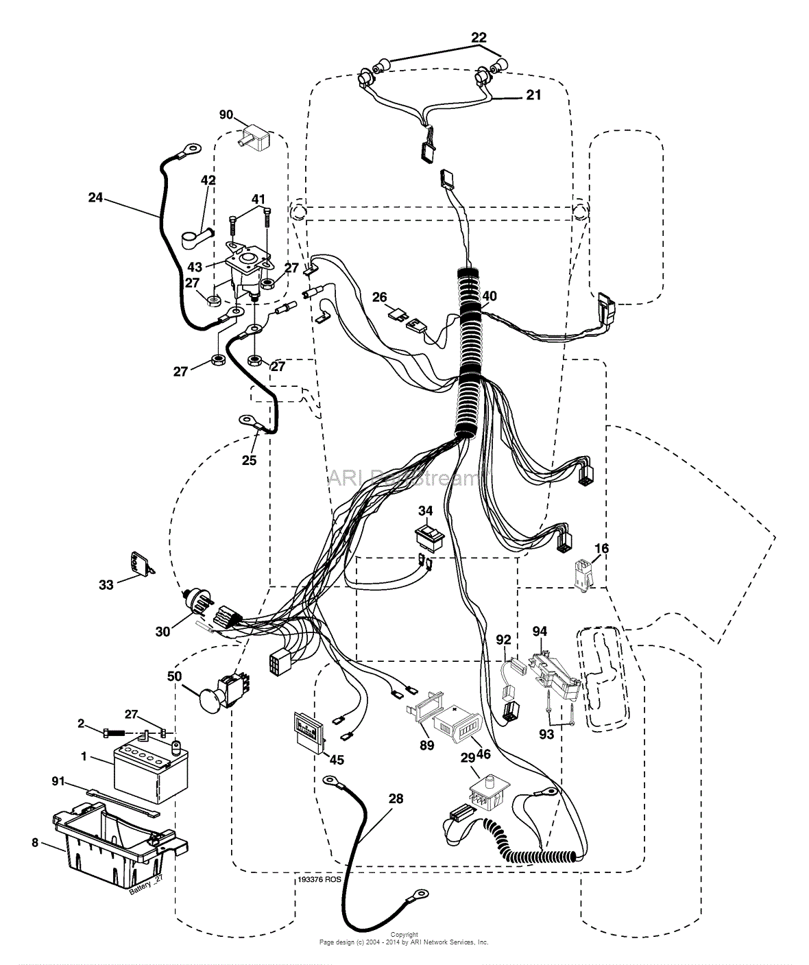 AYP/Electrolux YTH2448/96015000103 (2005) Parts Diagram for Electrical