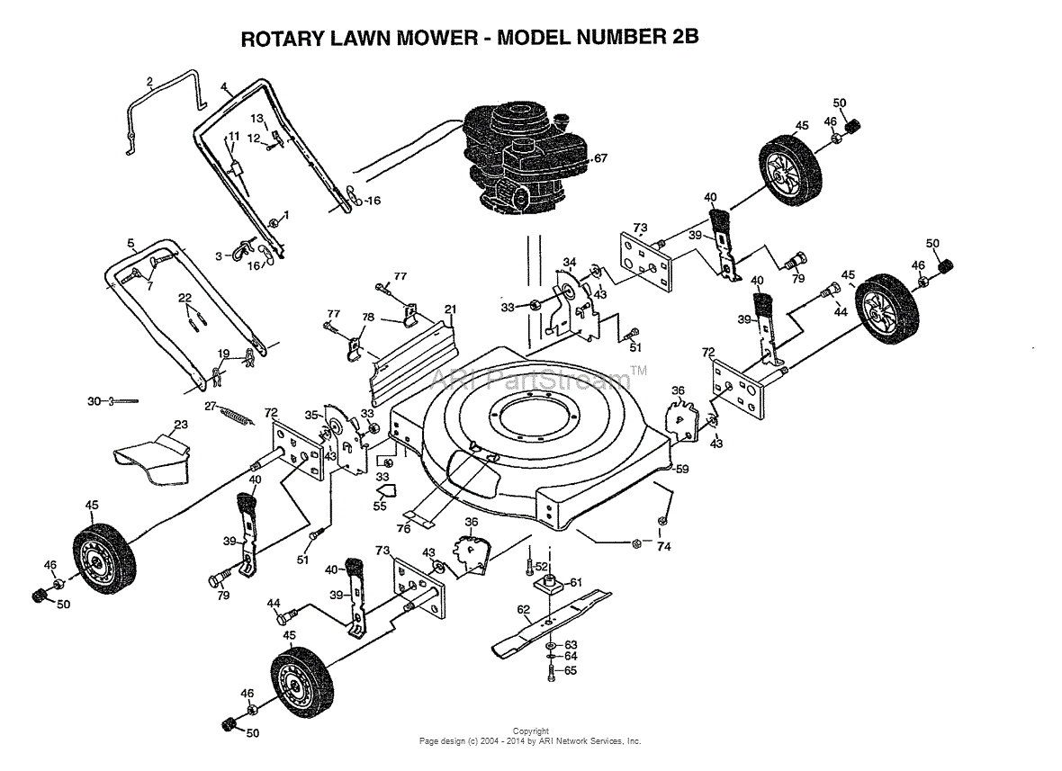 AYP/Electrolux 2B (1999 & Before) Parts Diagram for ROTARY LAWN MOWER