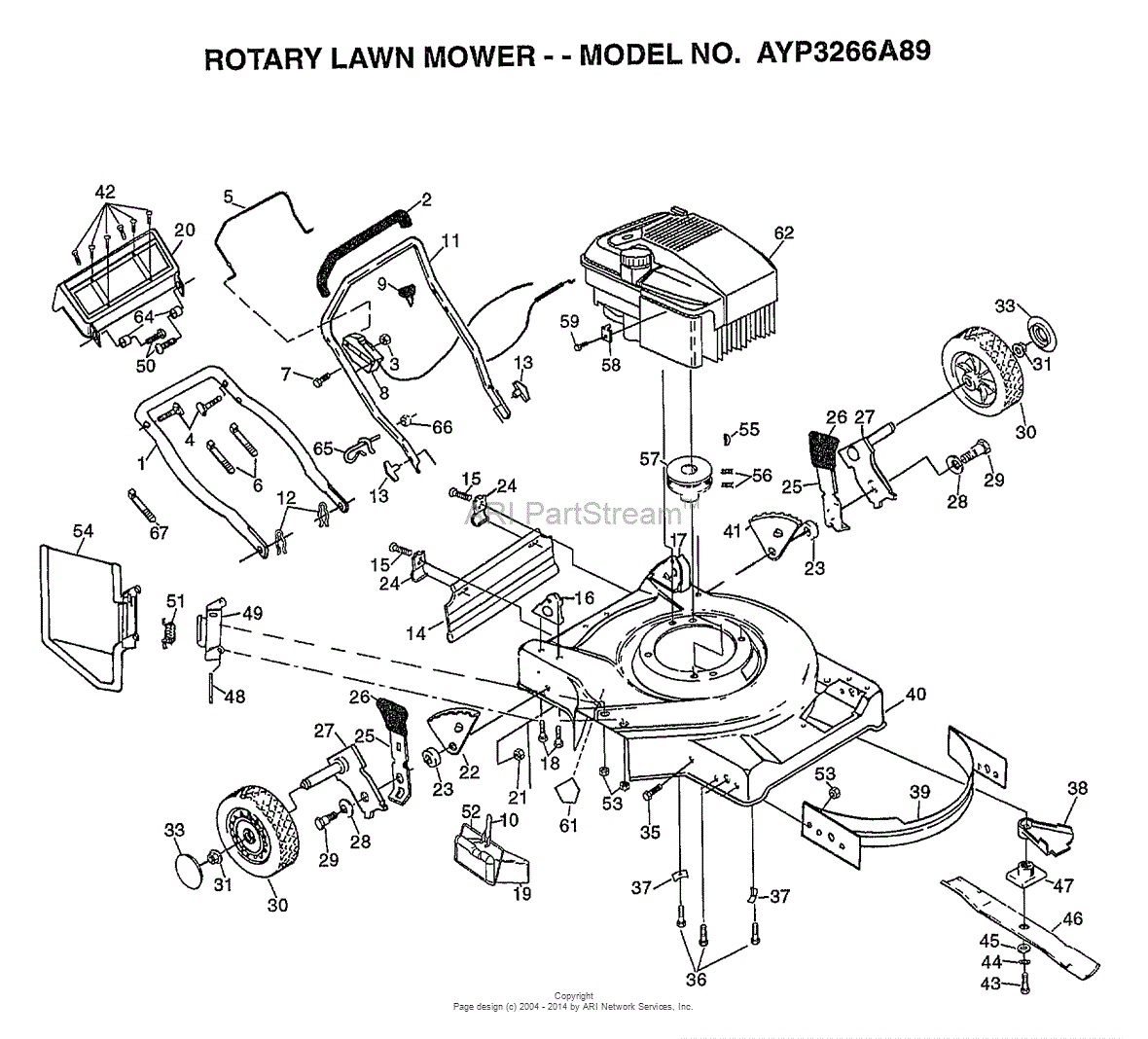 AYP/Electrolux 3266A89 (1998) Parts Diagram for ROTARY LAWN MOWER