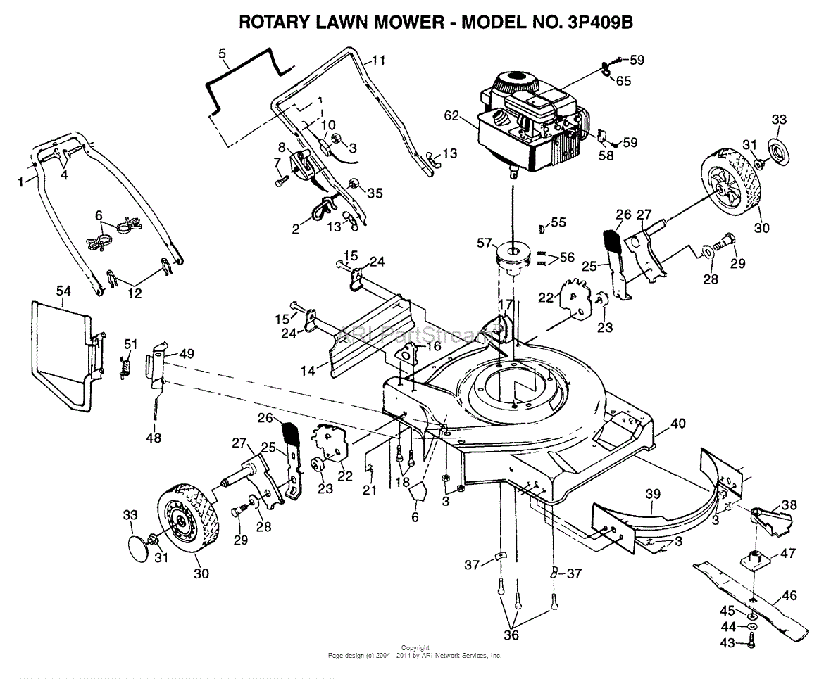 AYP/Electrolux 3P409B (1996) Parts Diagram for ROTARY LAWN MOWER